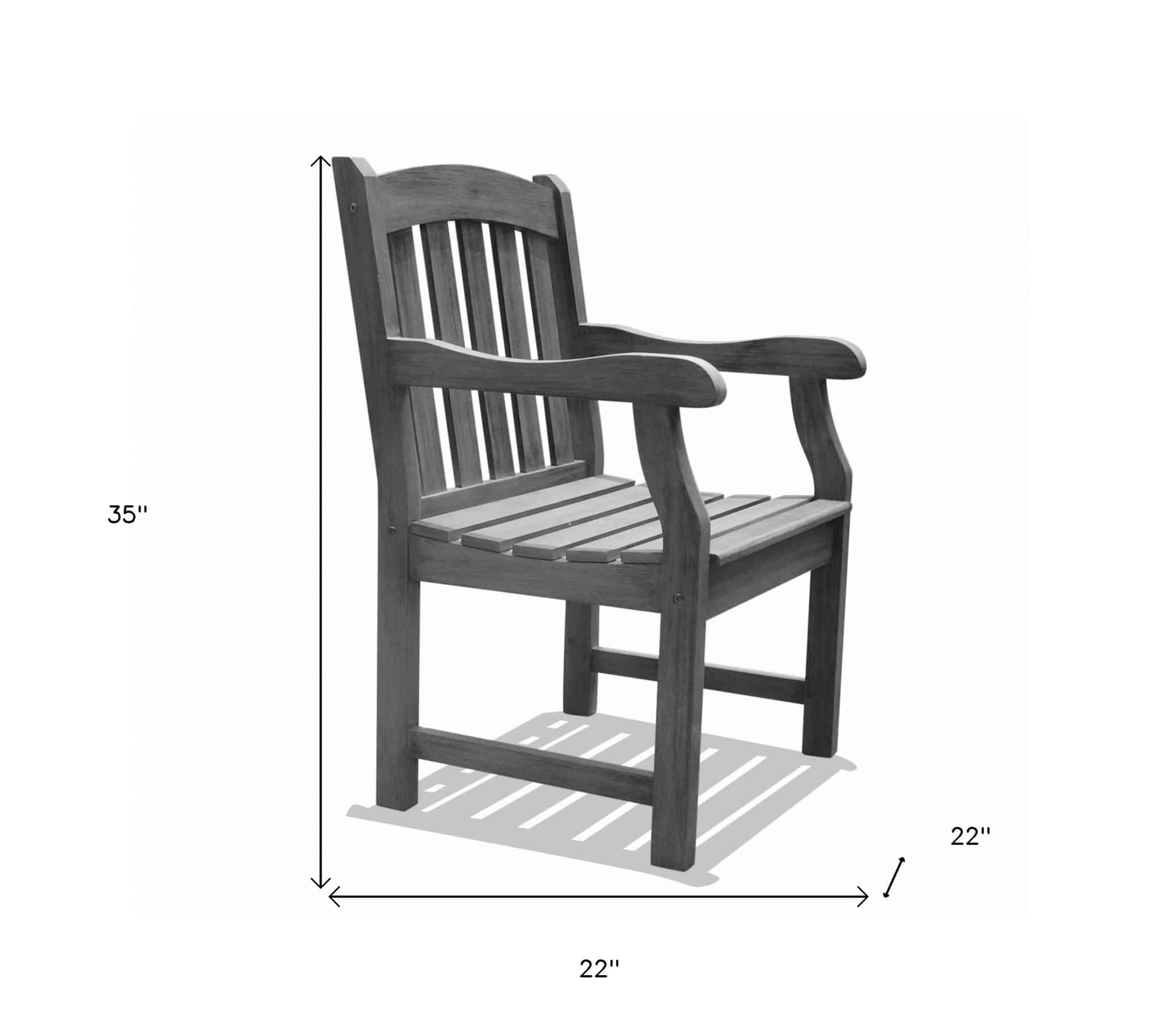 Distressed Patio Armchair With Horizontal Slats - Image 9