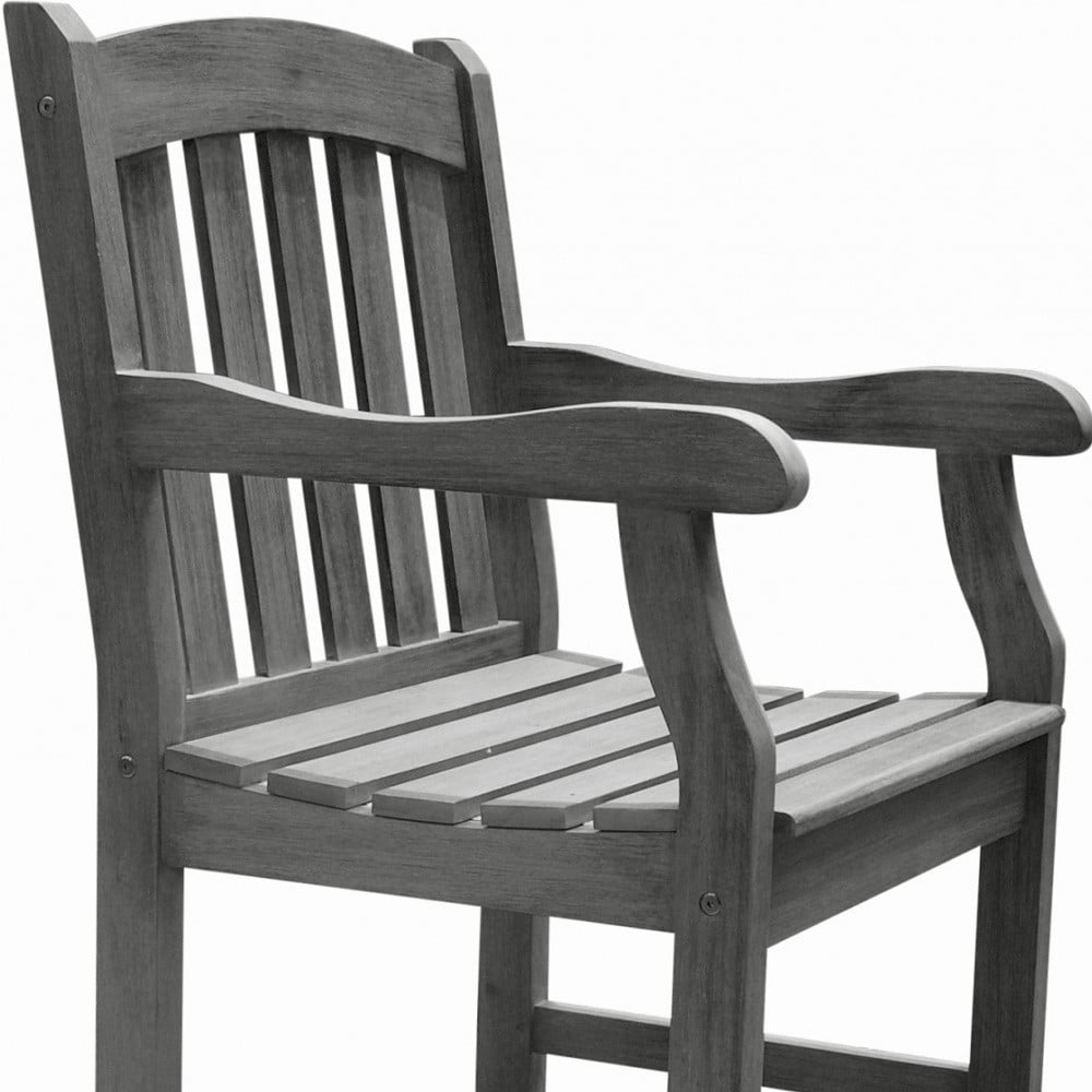Distressed Patio Armchair With Horizontal Slats - Image 6