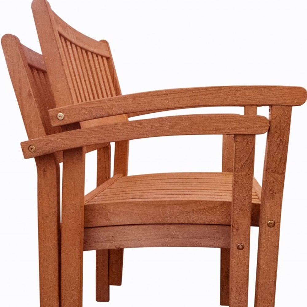 Set Of Two Brown Stacking Armchairs - Image 7