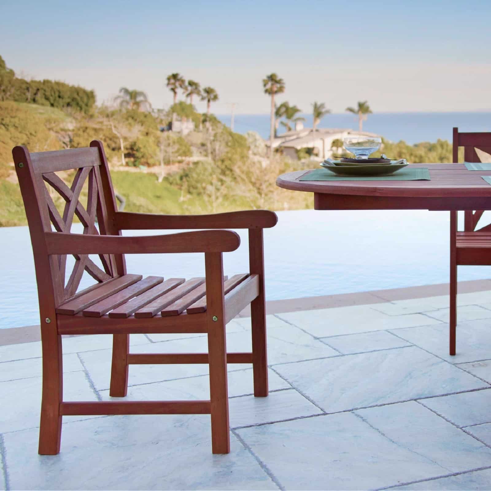 Brown Patio Armchair With Decorative Back - Image 7