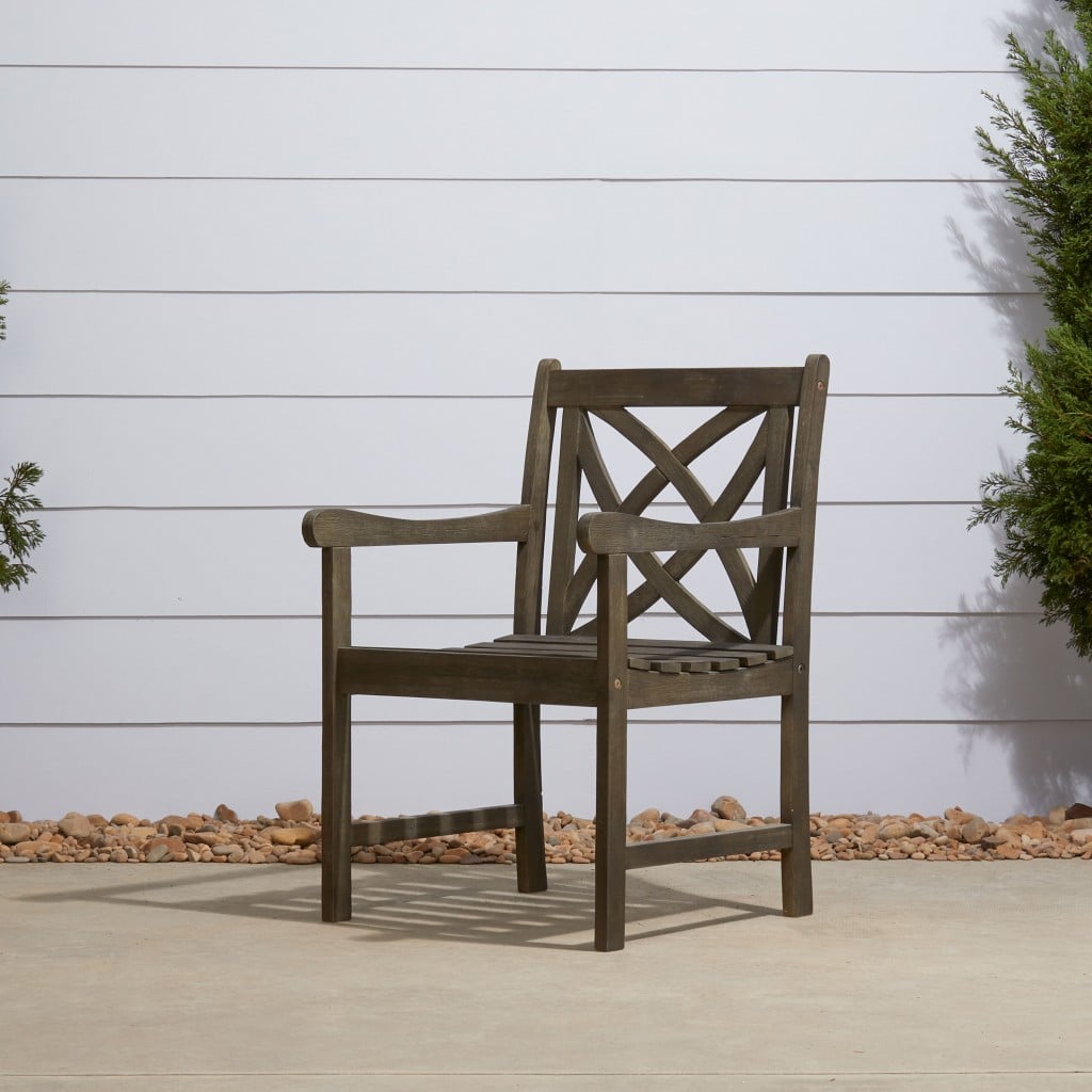 Distressed Patio Armchair With Decorative Back - Image 4