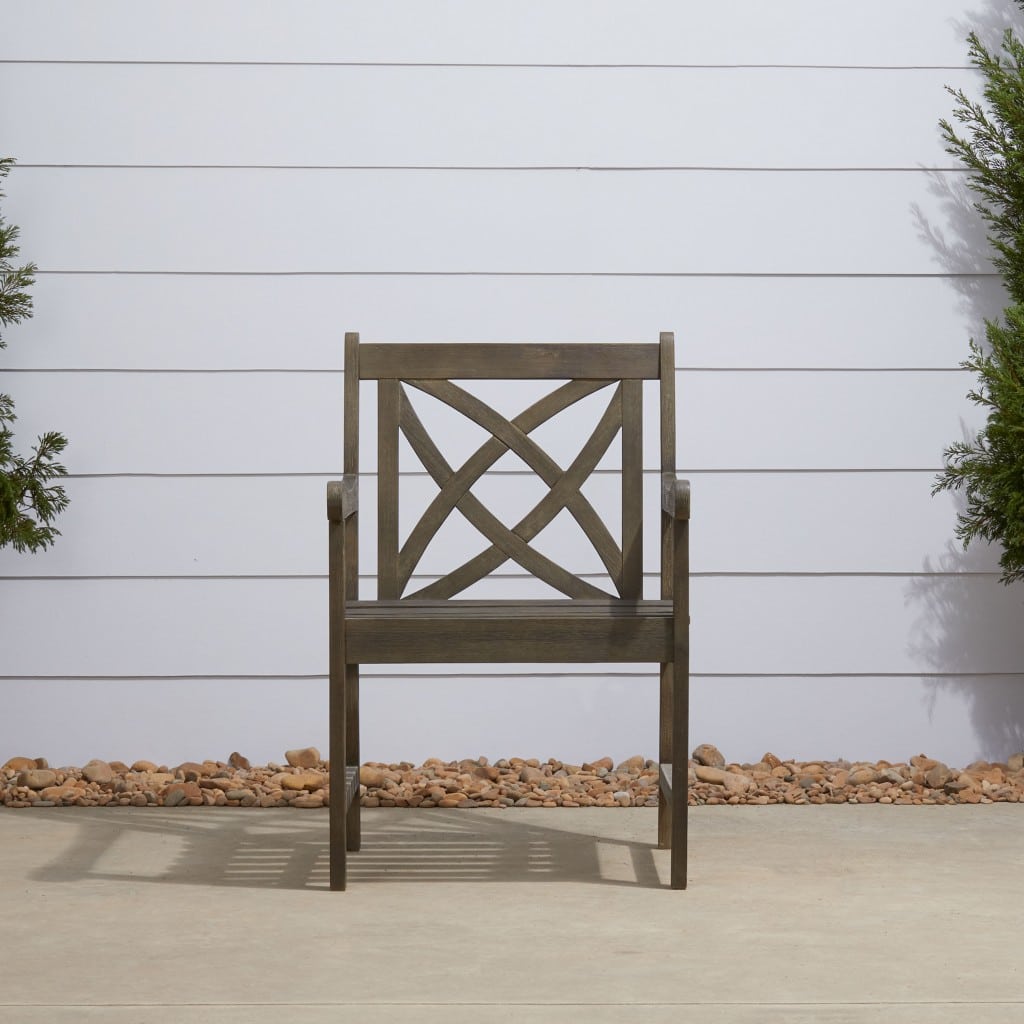 Distressed Patio Armchair With Decorative Back - Image 5