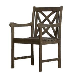 Distressed Patio Armchair With Decorative Back
