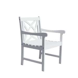 White Patio Armchair With Decorative Back