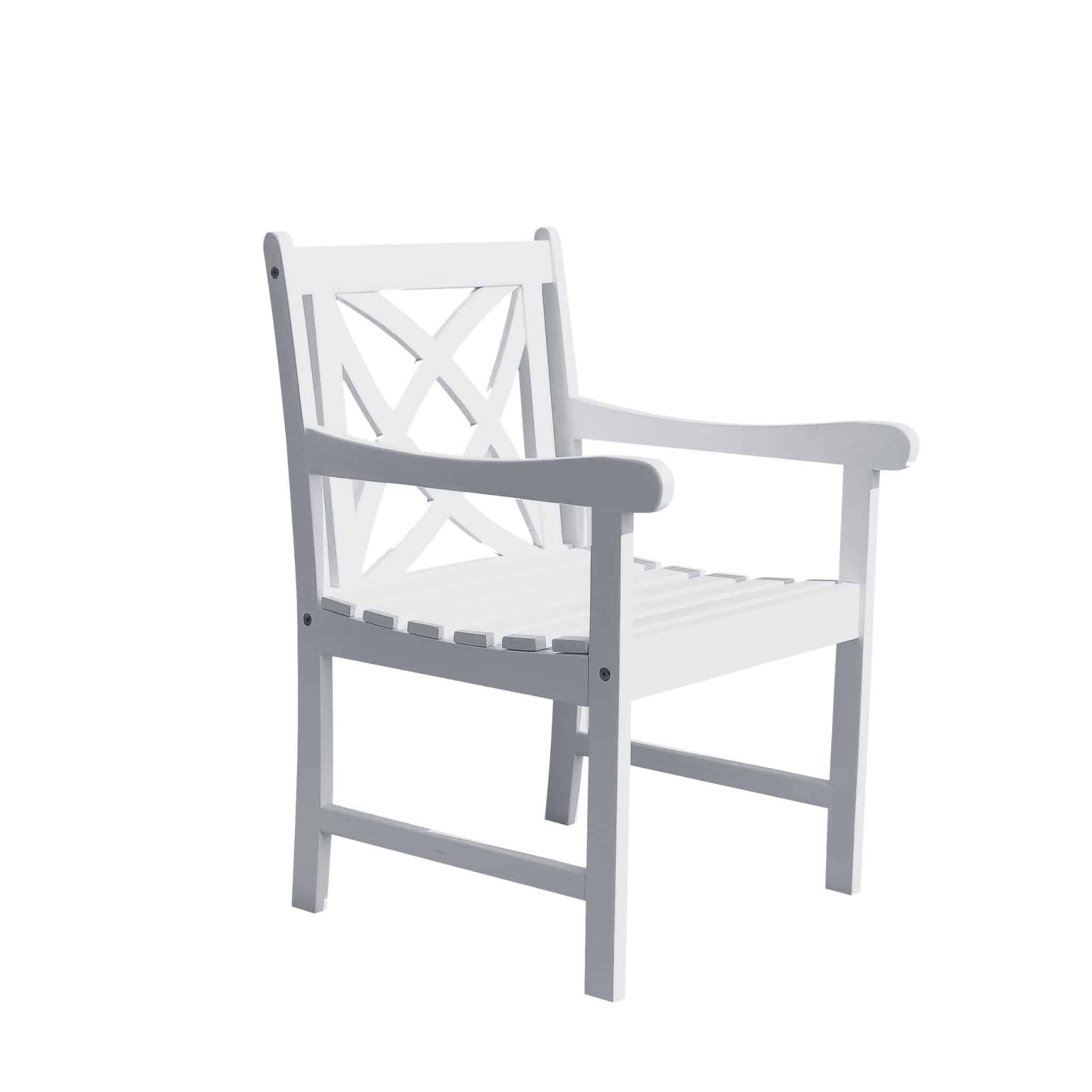 White Patio Armchair With Decorative Back
