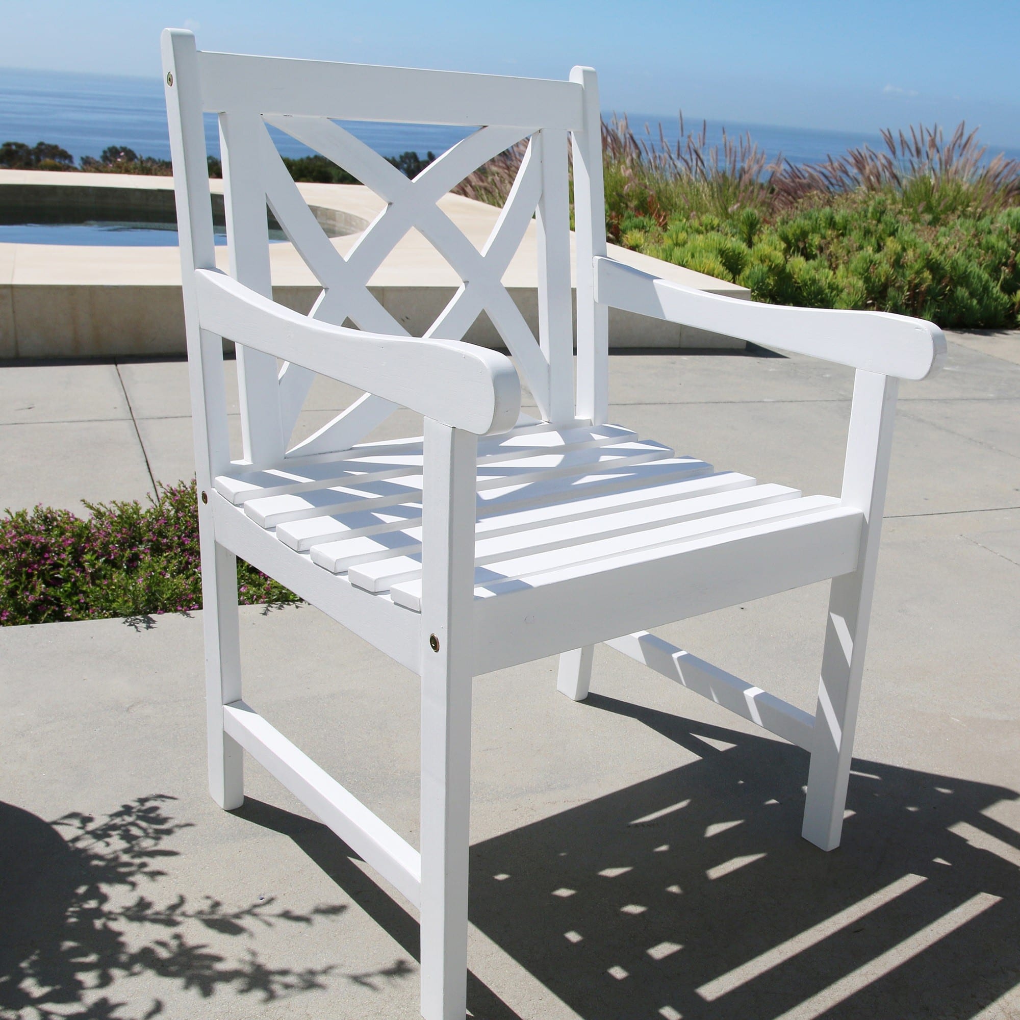White Patio Armchair With Decorative Back - Image 4