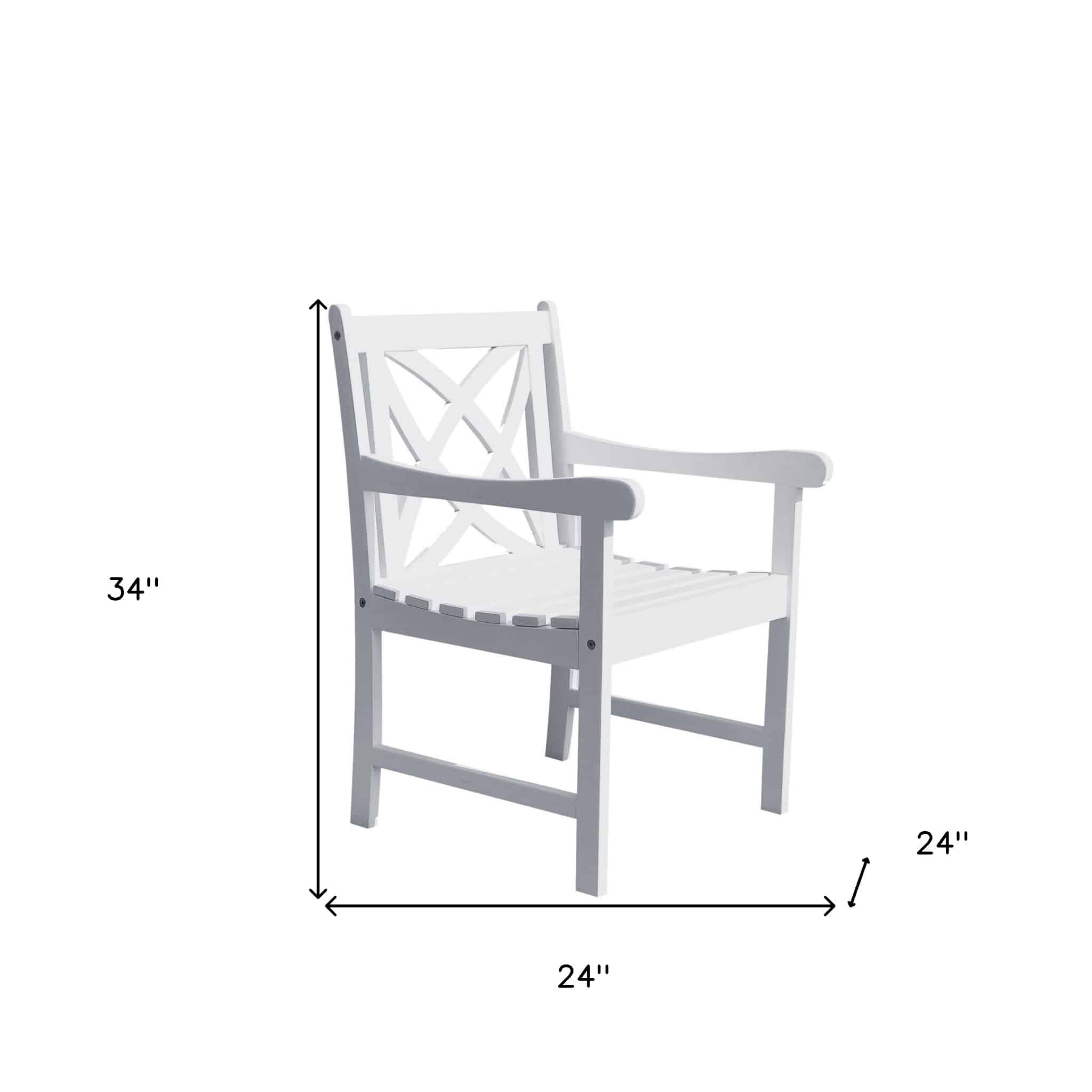 White Patio Armchair With Decorative Back - Image 7