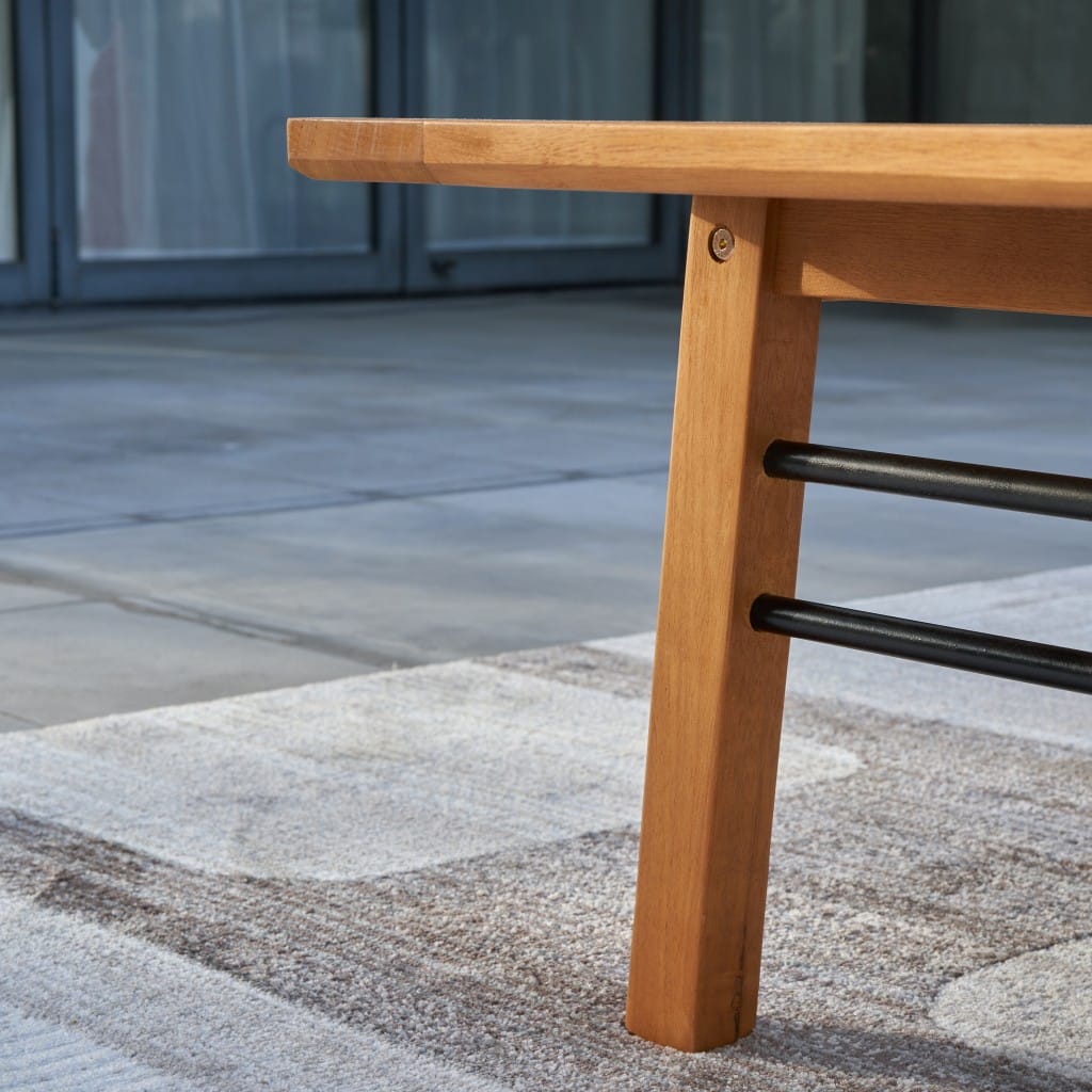Natural Wood Metal Base Rectangular Coffee Table - Image 8