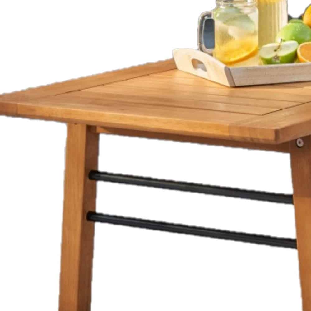 Natural Wood Metal Base Rectangular Coffee Table - Image 2