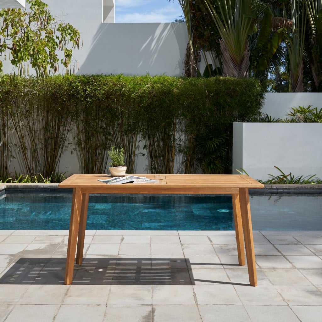 Natural Wood Dining Table With Slatted Top - Image 5