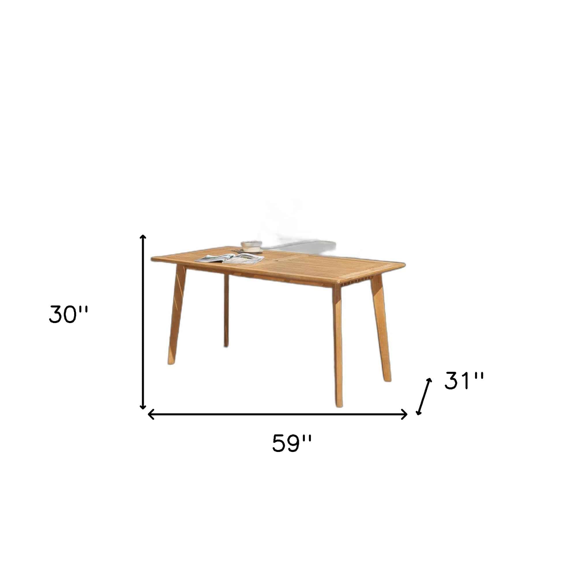 Natural Wood Dining Table With Slatted Top - Image 10