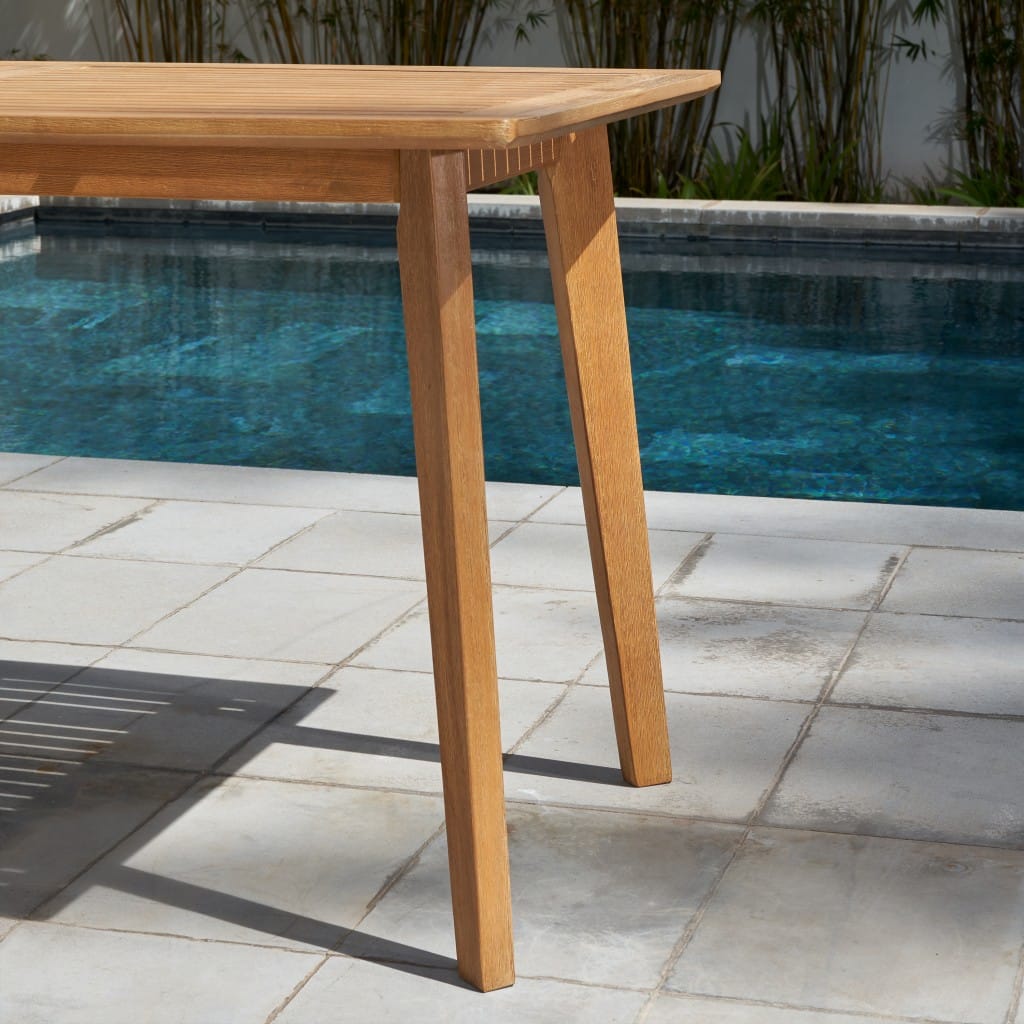 Natural Wood Dining Table With Slatted Top - Image 9