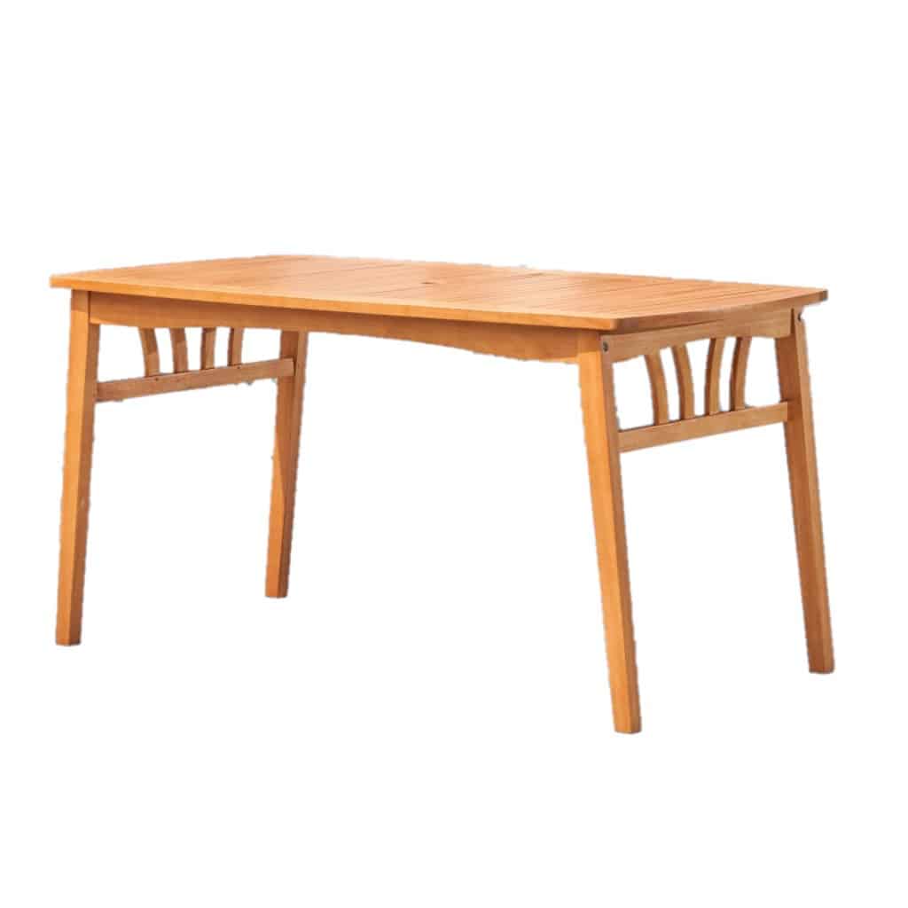 59" Natural Eucalyptus Wood Geo Outdoor Dining Table With Umbrella Hole - Image 2