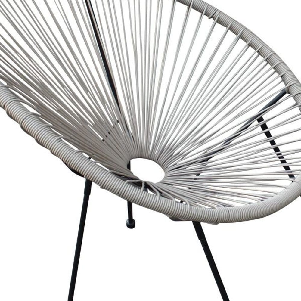 Set of Two 28" Gray and Black Indoor Outdoor String Accent Chairs - Image 4