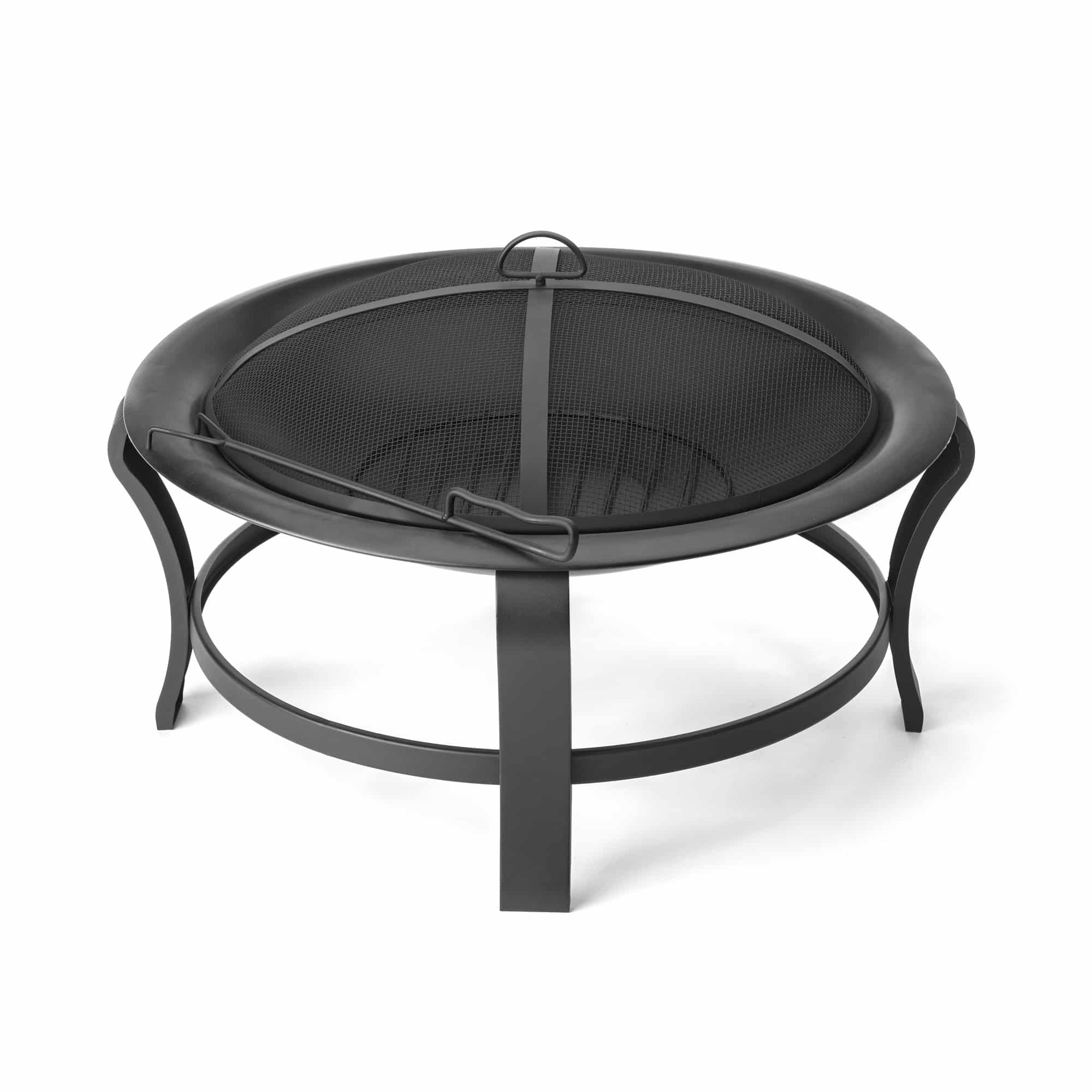 Black Steel Round Wood Burning Fire Pit - Image 2