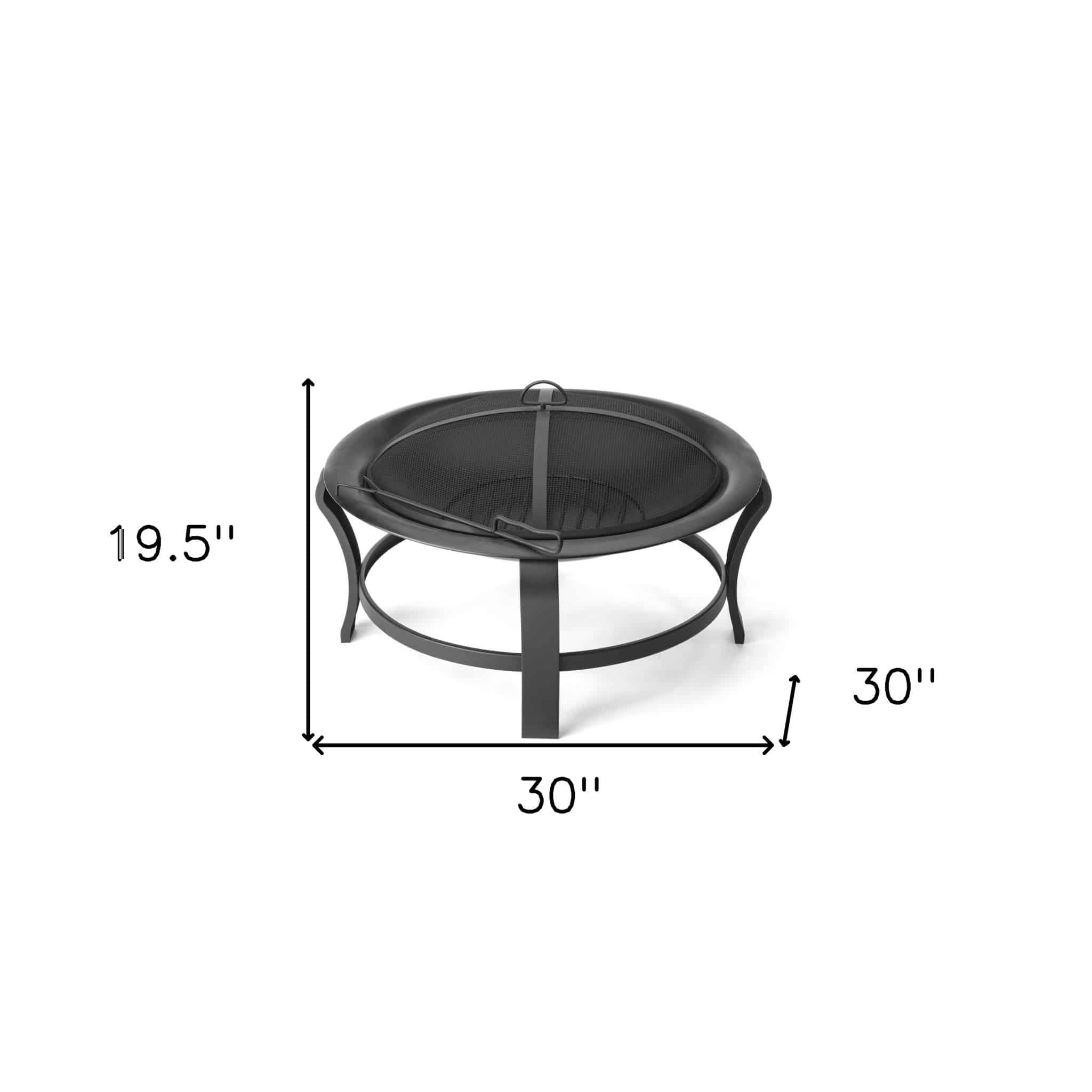 Black Steel Round Wood Burning Fire Pit - Image 4