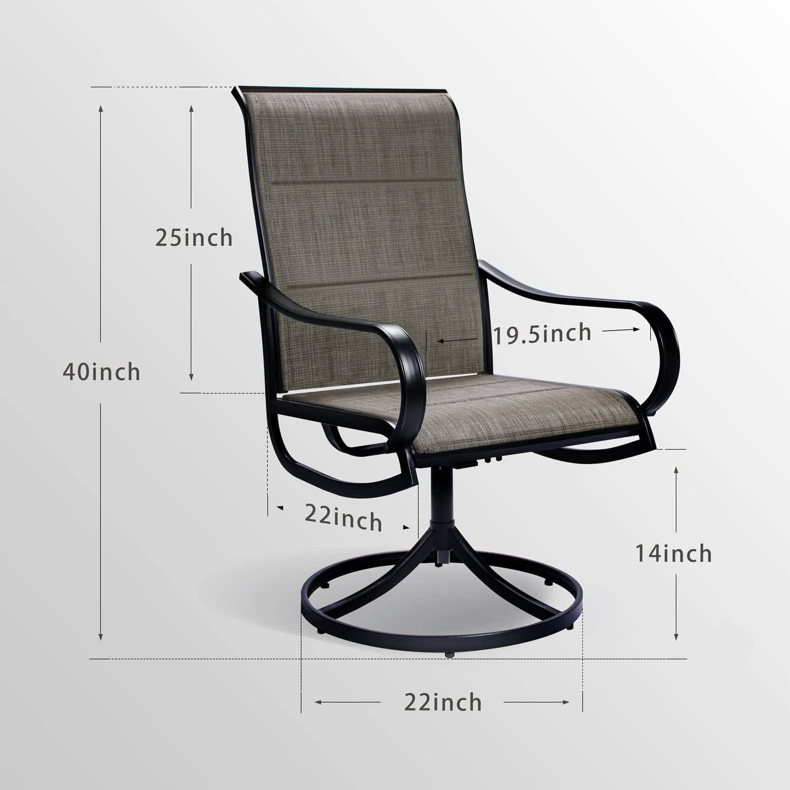 Set of Two Gray and Black Padded Sling Swivel Dining Chairs - Image 5