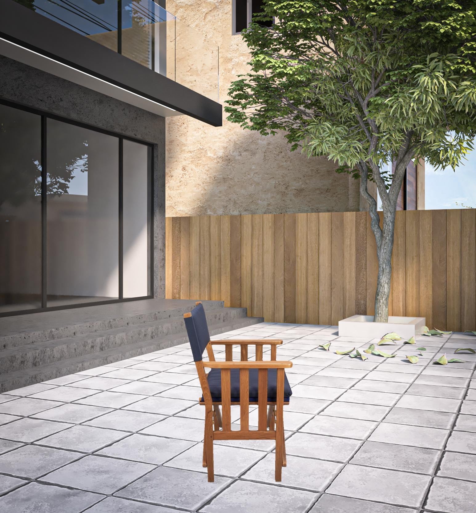 20" Navy Blue and Natural Wood Solid Wood Indoor Outdoor Director Chair with Navy Blue Cushion - Image 3