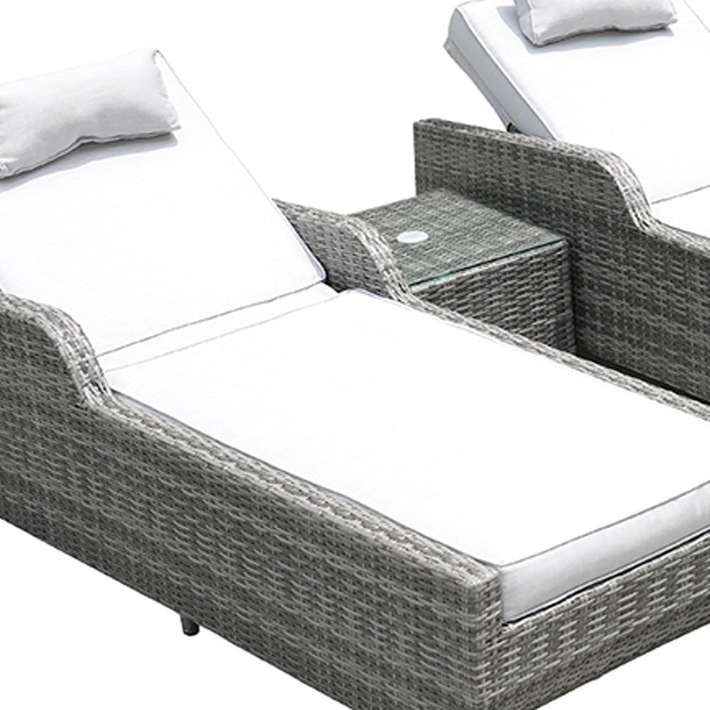 Twelve Piece Outdoor Gray Wicker Multiple Chairs Seating Group Fire Pit Included with White Cushions - Image 3