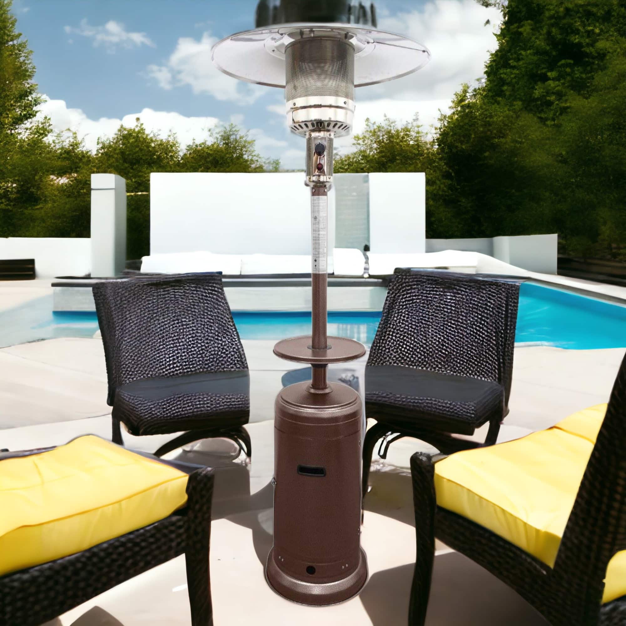 48000 BTU Bronze Steel Propane Cylindrical Pole Standing Patio Heater - Image 3