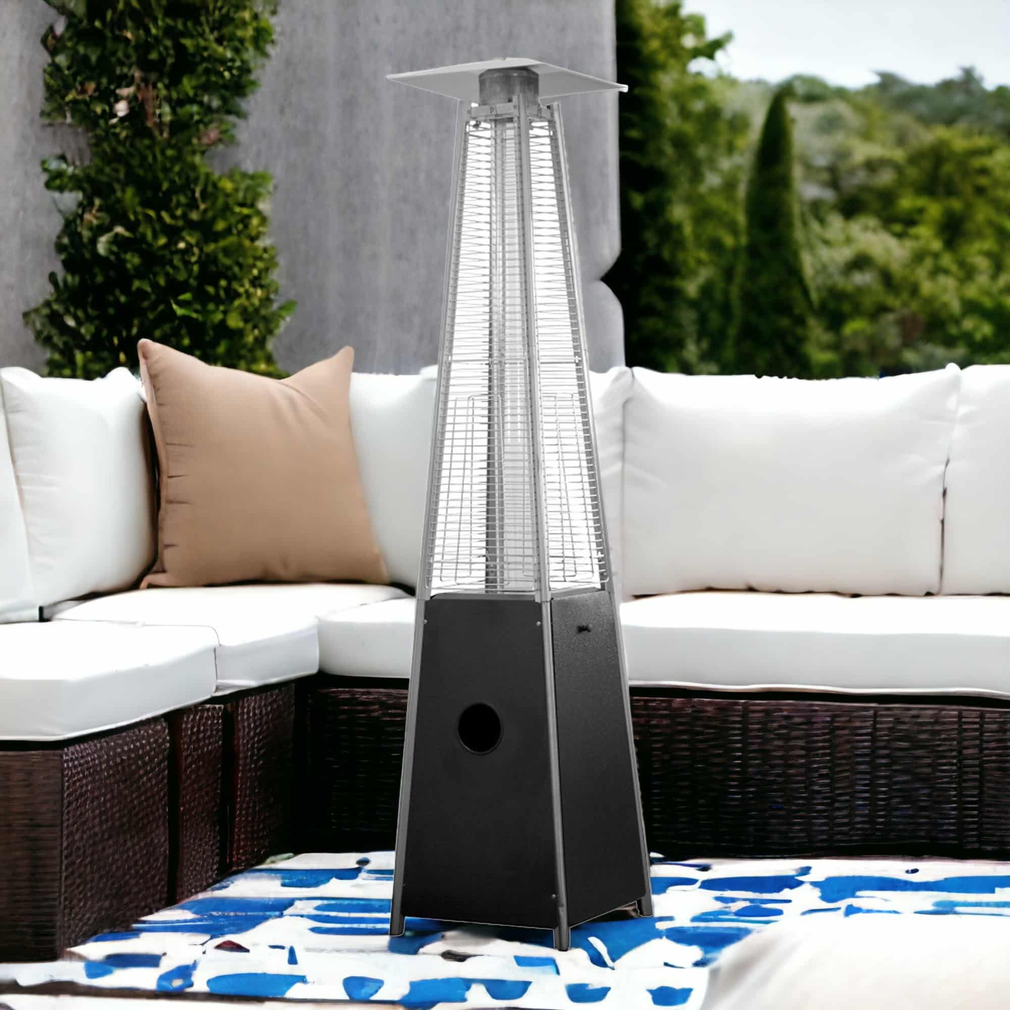 41000 BTU Black Steel Propane Triangular Pyramid Standing Patio Heater - Image 6