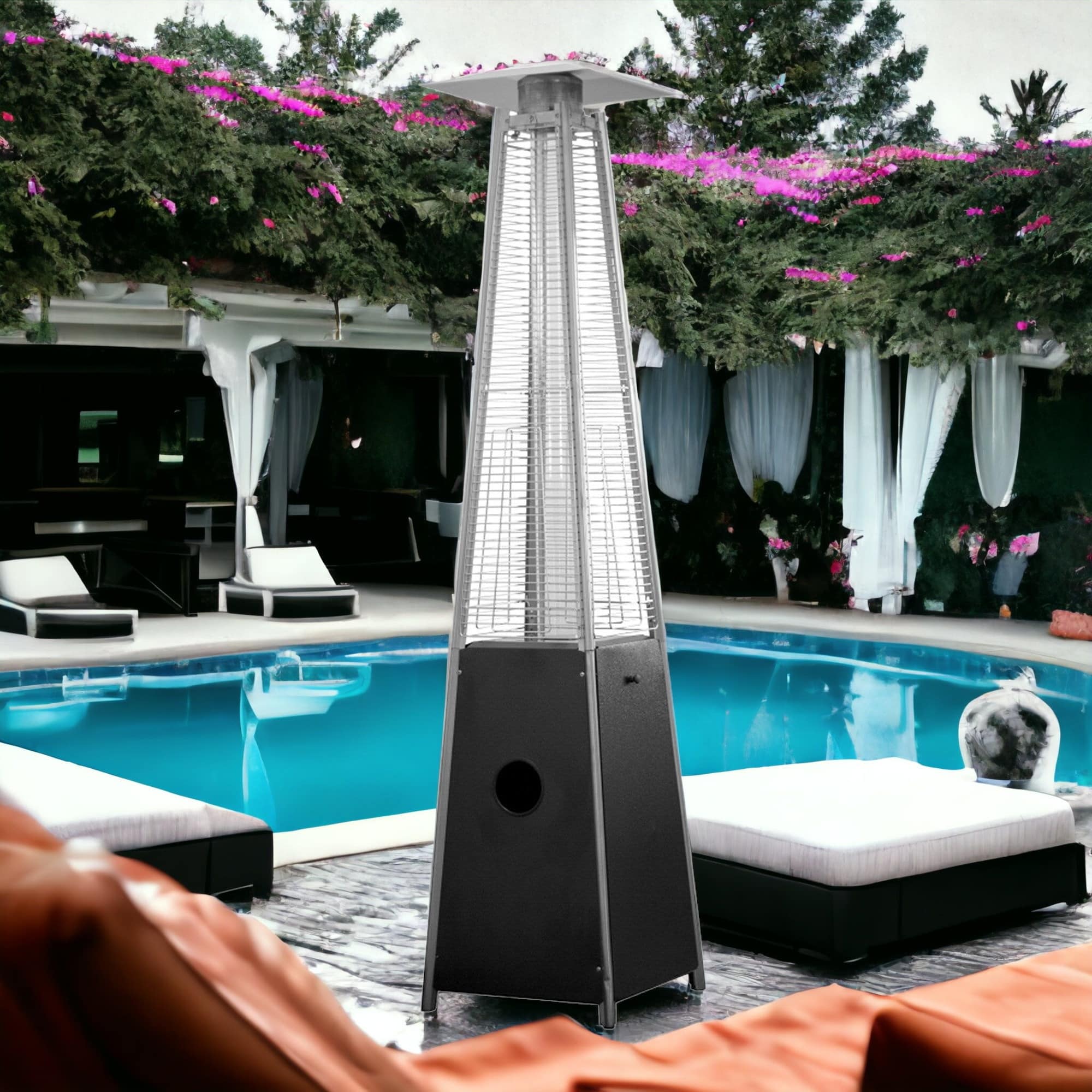 41000 BTU Black Steel Propane Triangular Pyramid Standing Patio Heater - Image 3
