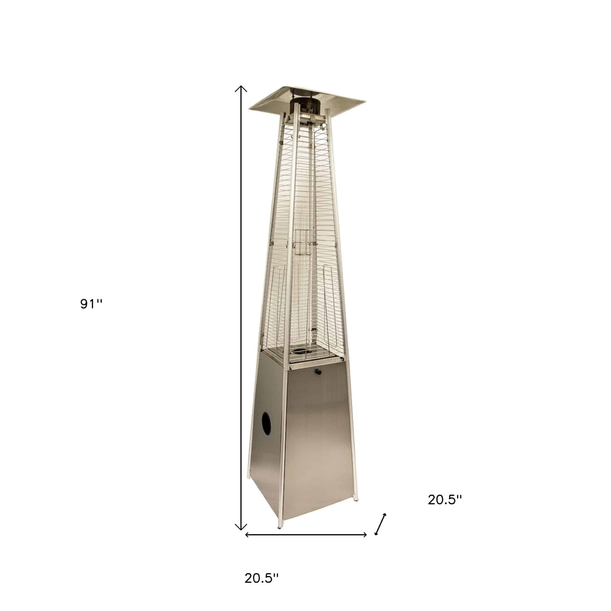 41000 BTU Silver Steel Propane Triangular Pyramid Standing Patio Heater - Image 6