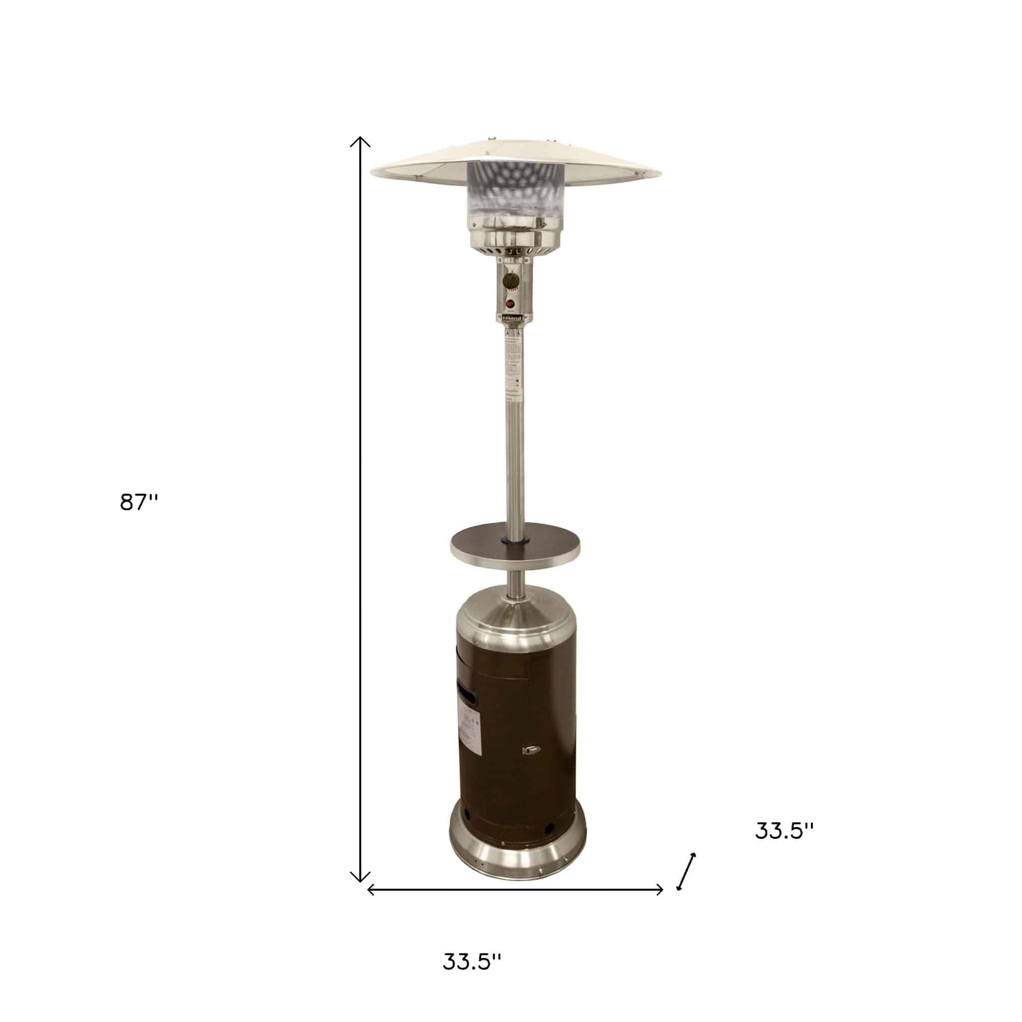 48000 BTU Silver Steel Propane Cylindrical Pole Standing Patio Heater - Image 6