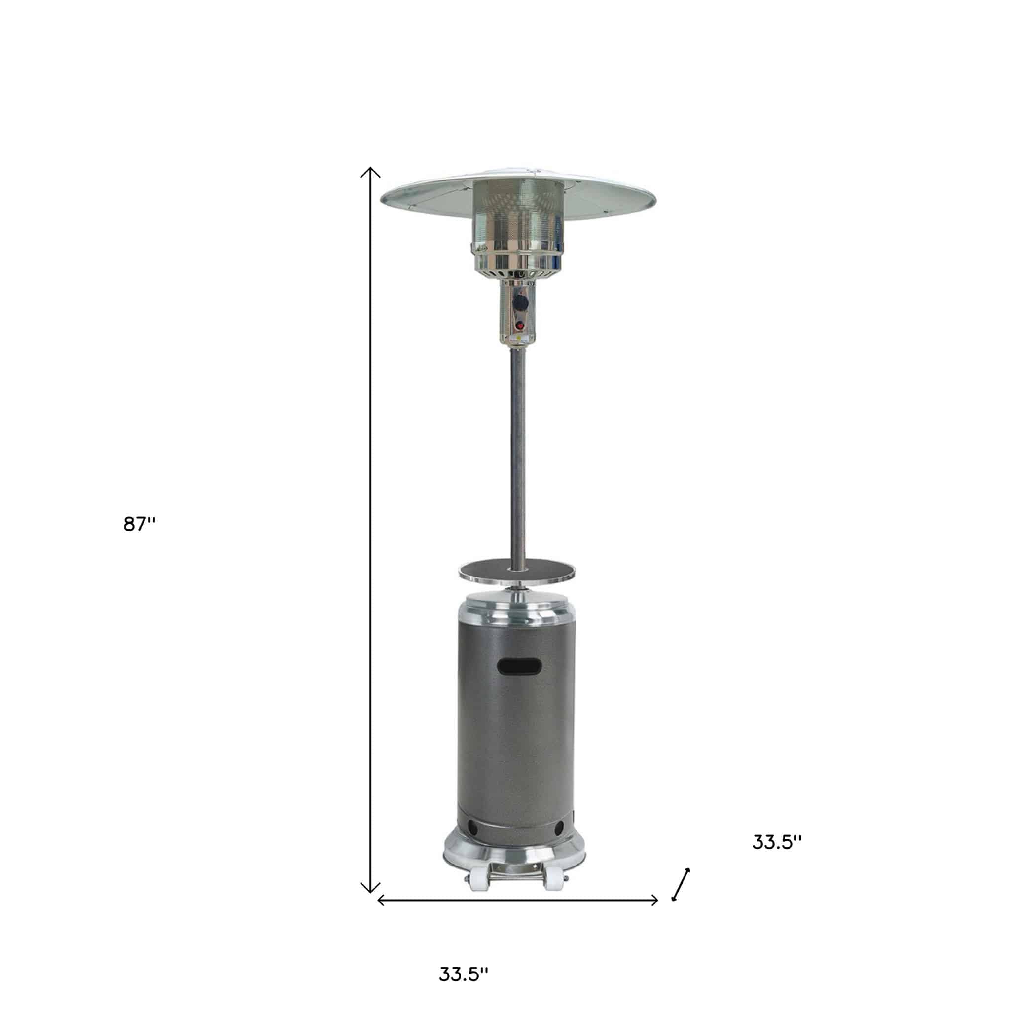 48000 BTU Silver Steel Propane Cylindrical Pole Standing Patio Heater - Image 6