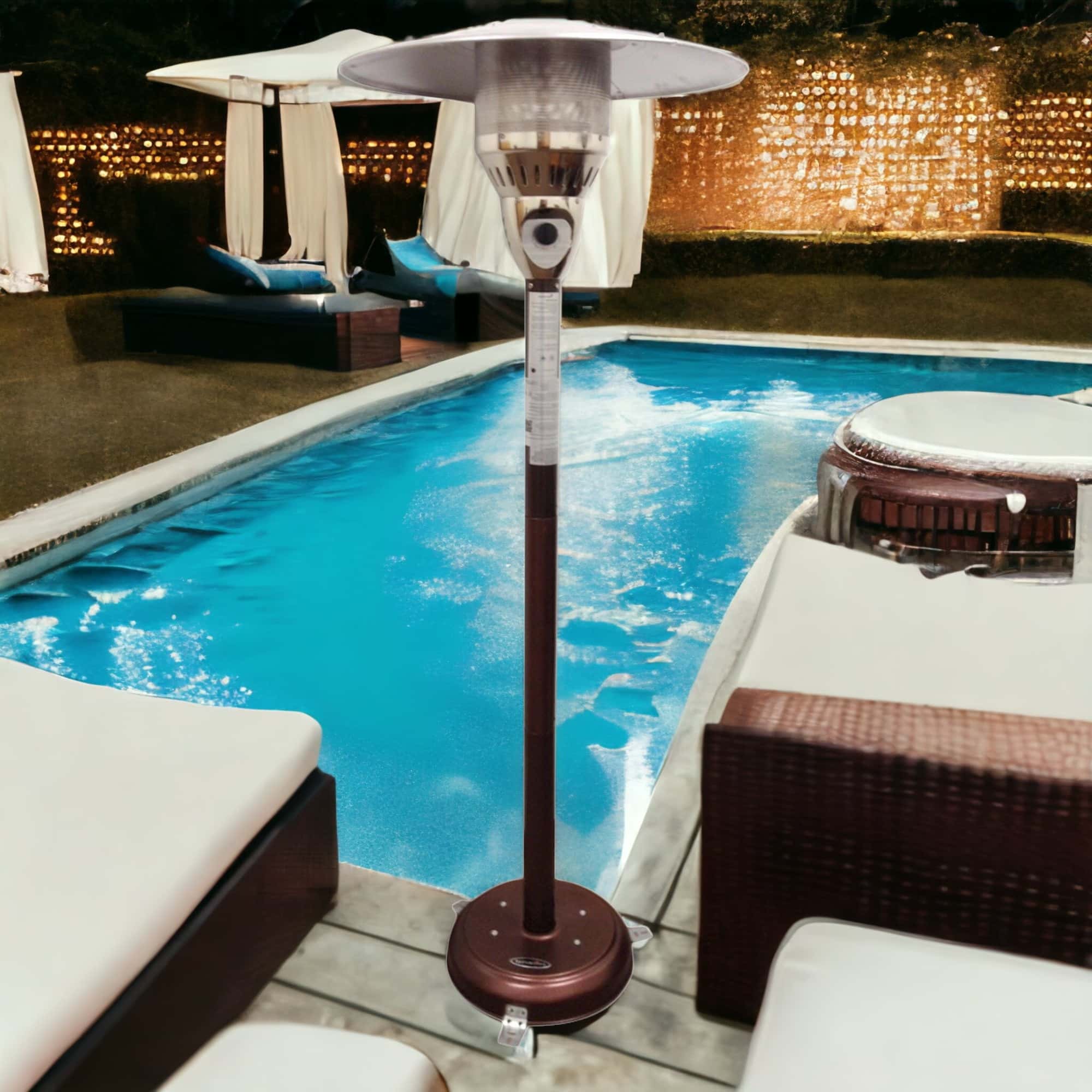 41000 BTU Bronze Steel Natural Gas Cylindrical Pole Standing Patio Heater - Image 3