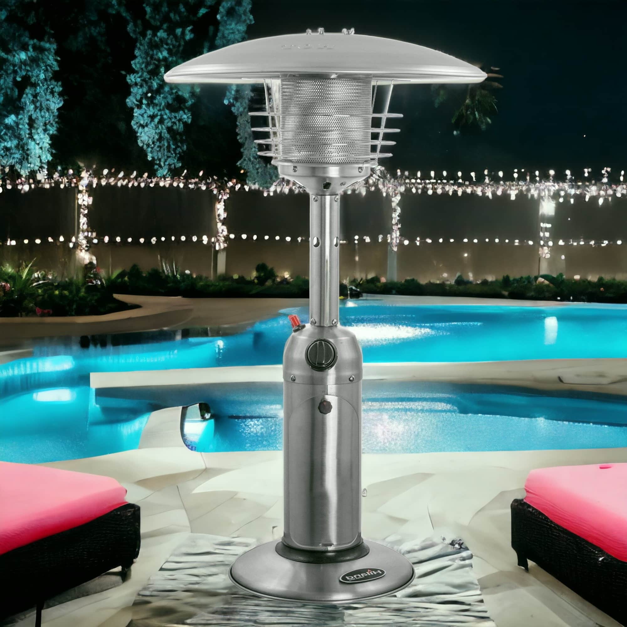 11000 BTU Silver Steel Propane Cylindrical Pole Tabletop Patio Heater - Image 5