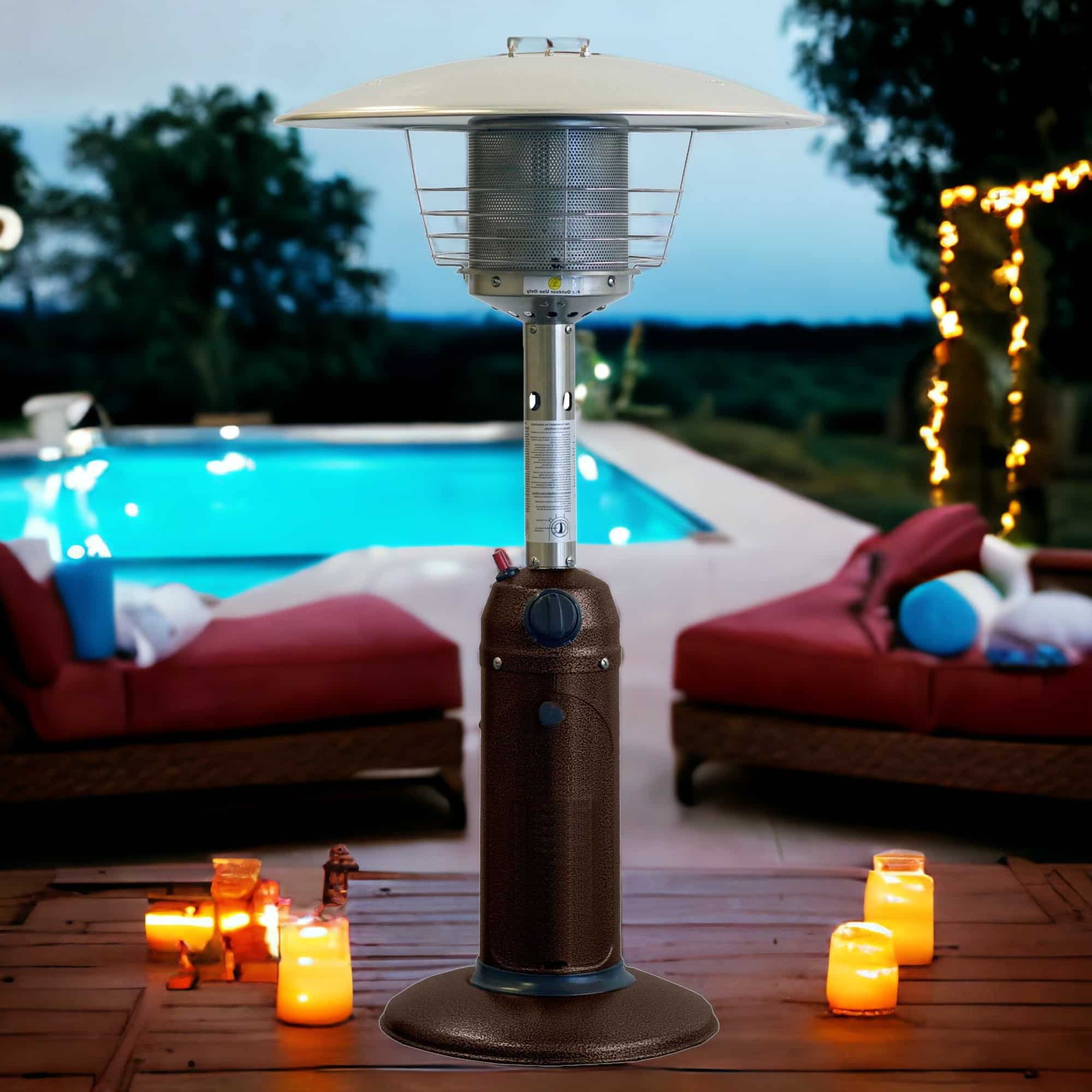 11000 BTU Bronze Steel Propane Cylindrical Pole Tabletop Patio Heater - Image 3