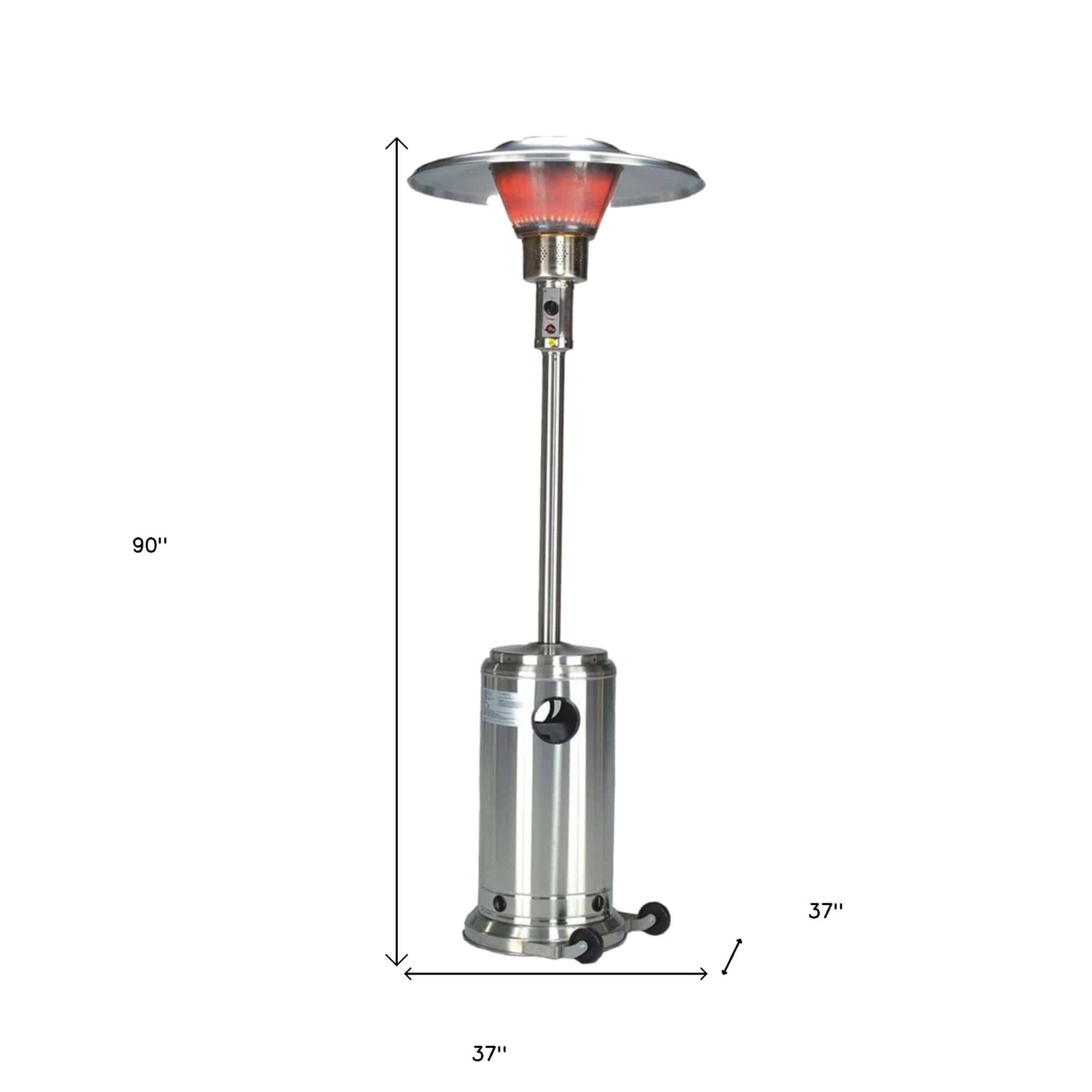 40000 BTU Silver Steel Propane Cylindrical Pole Standing Patio Heater - Image 6