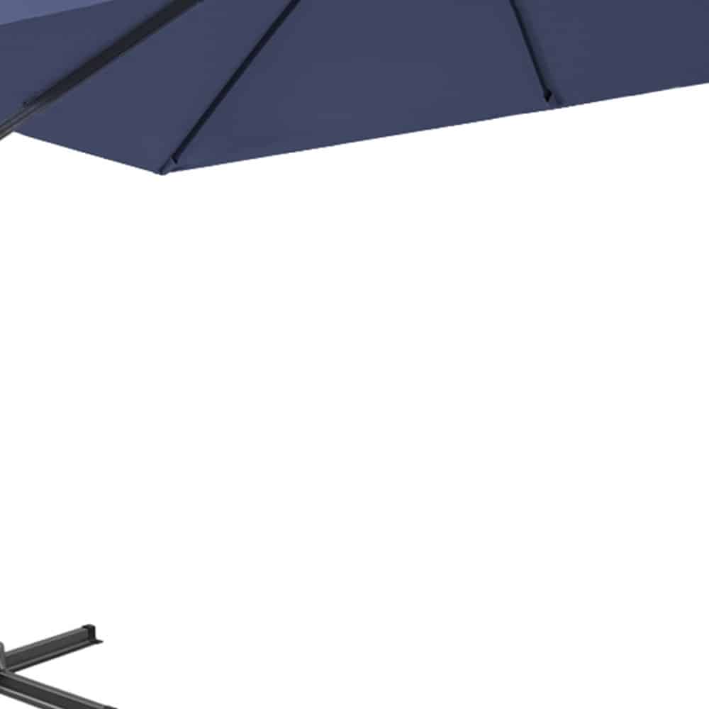 10' Navy Blue Polyester Square Tilt Cantilever Patio Umbrella With Stand - Image 5