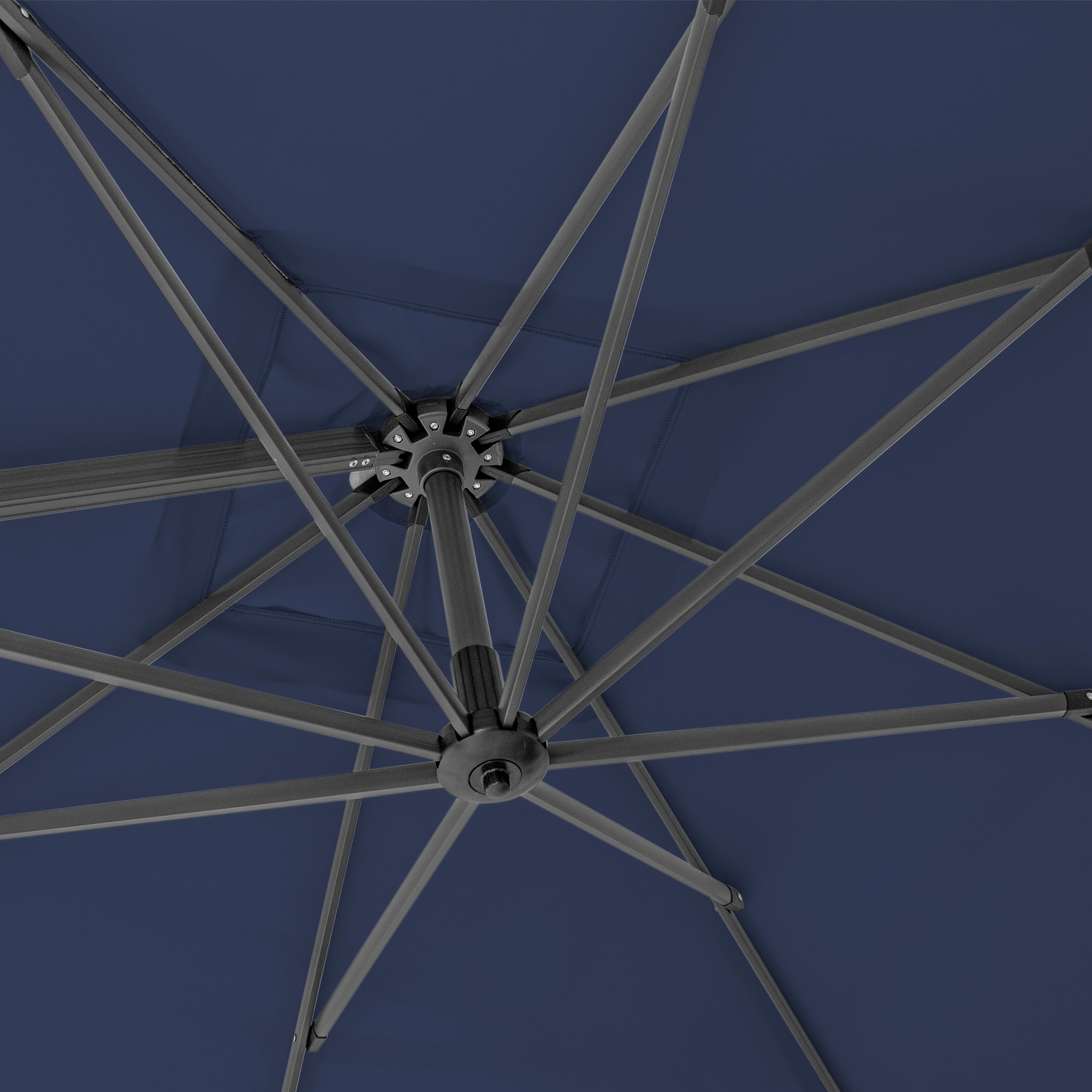 10' Navy Blue Polyester Square Tilt Cantilever Patio Umbrella With Stand - Image 7