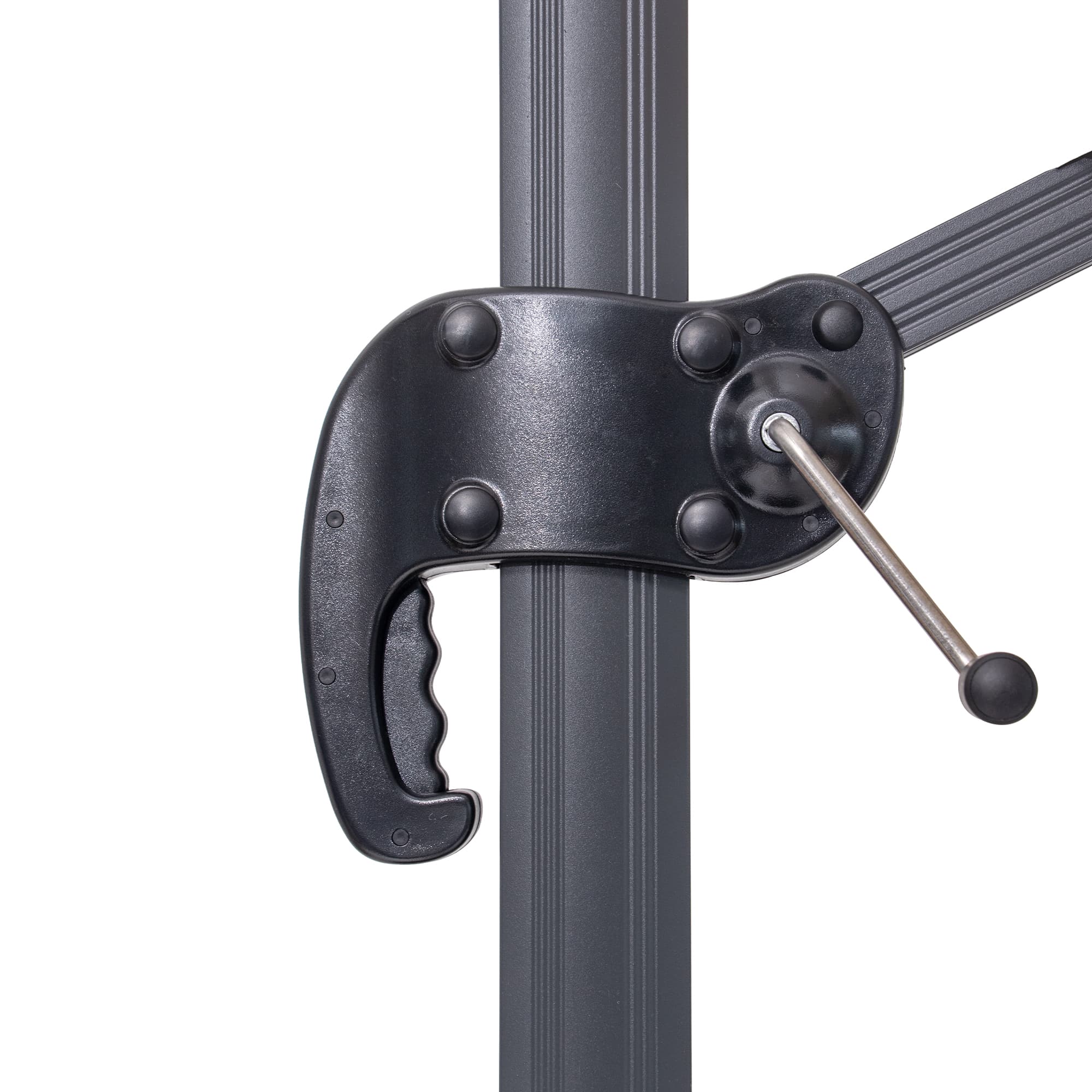 10' Navy Blue Polyester Square Tilt Cantilever Patio Umbrella With Stand - Image 3