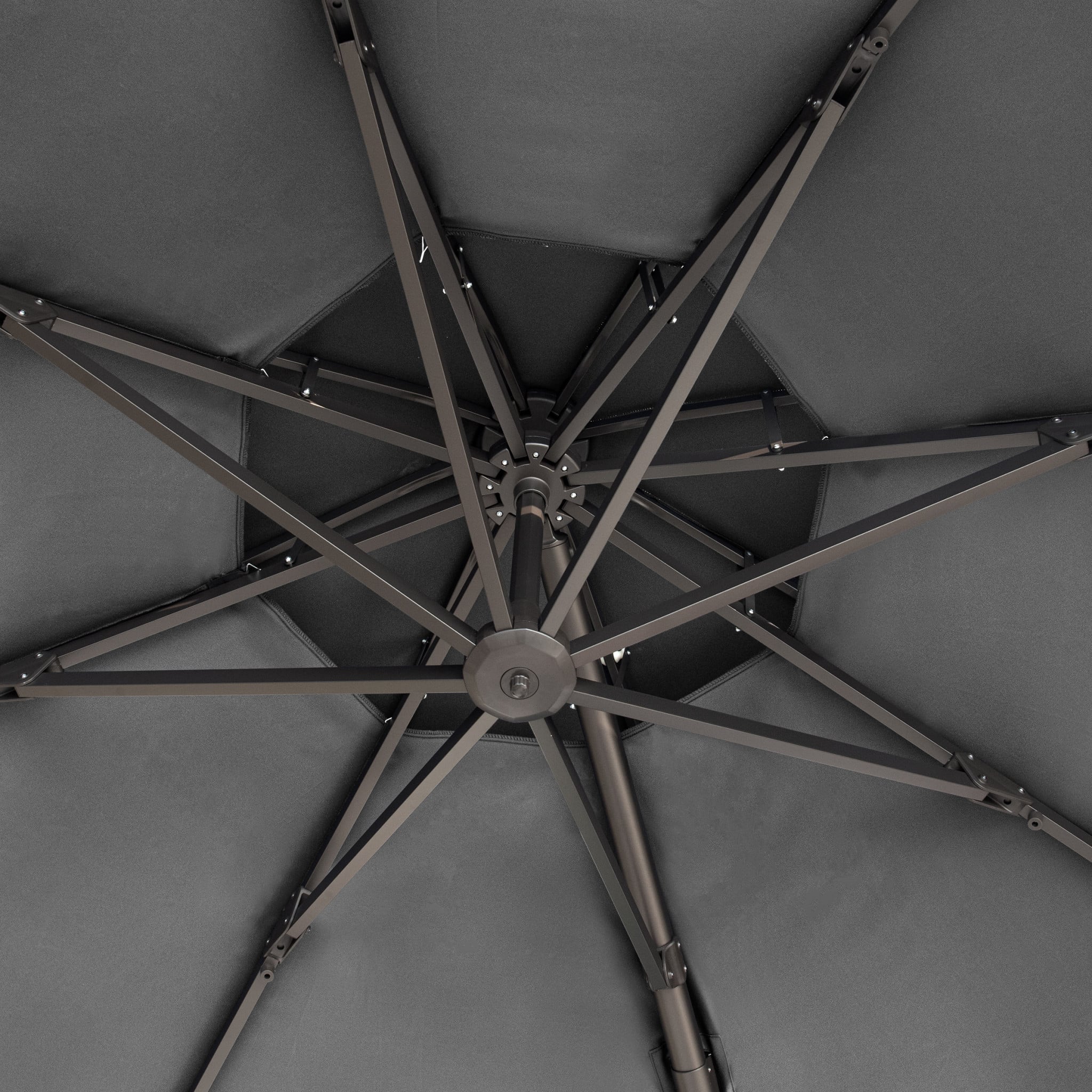 12' Dark Gray Polyester Round Tilt Cantilever Patio Umbrella With Stand - Image 7