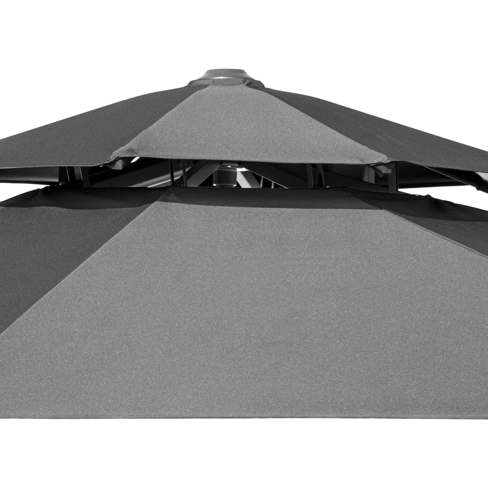 12' Dark Gray Polyester Round Tilt Cantilever Patio Umbrella With Stand - Image 5