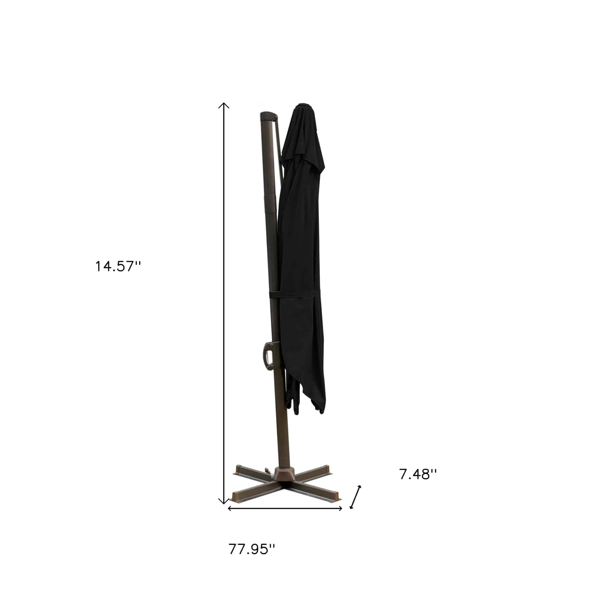 10' Black Polyester Square Tilt Cantilever Patio Umbrella With Stand - Image 4