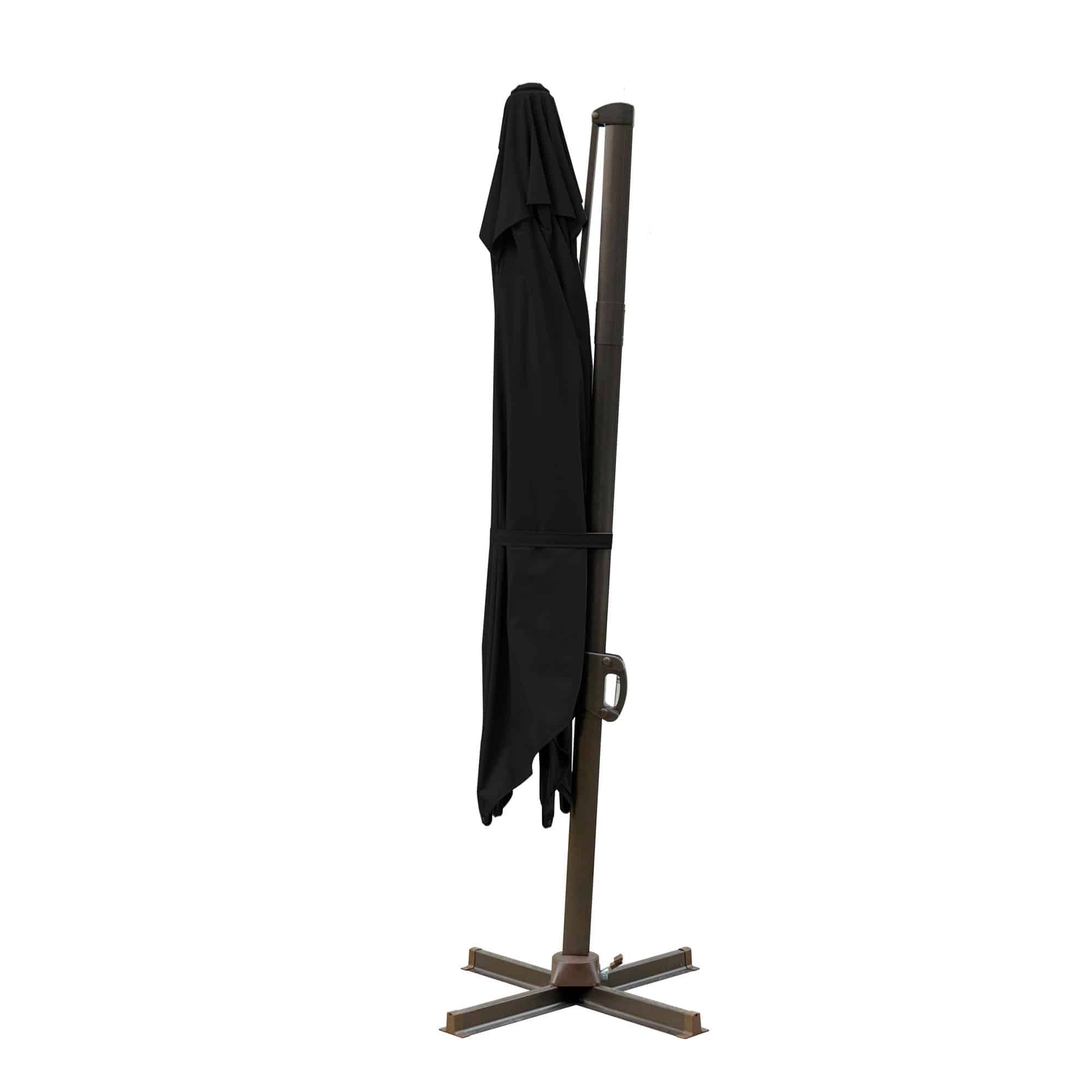 10' Black Polyester Square Tilt Cantilever Patio Umbrella With Stand - Image 3