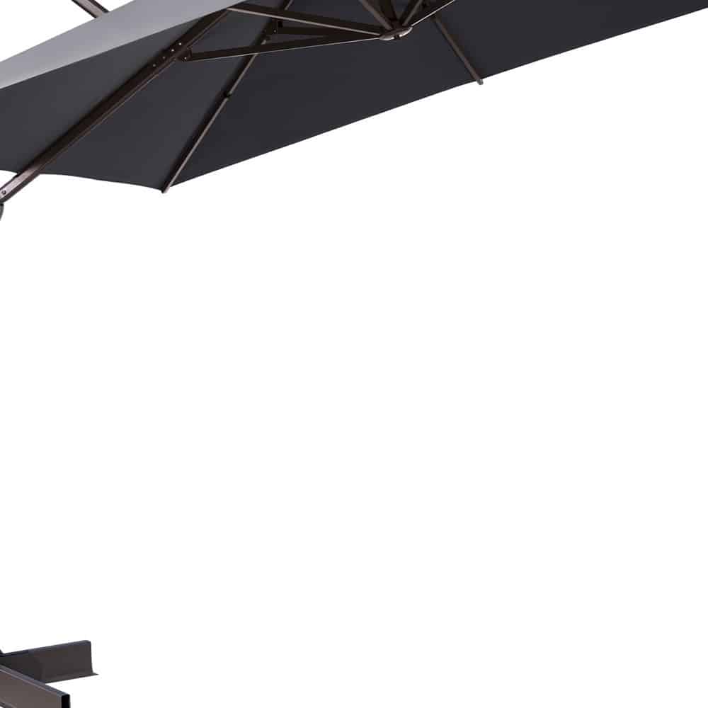11' Dark Gray Polyester Square Tilt Cantilever Patio Umbrella With Stand - Image 4