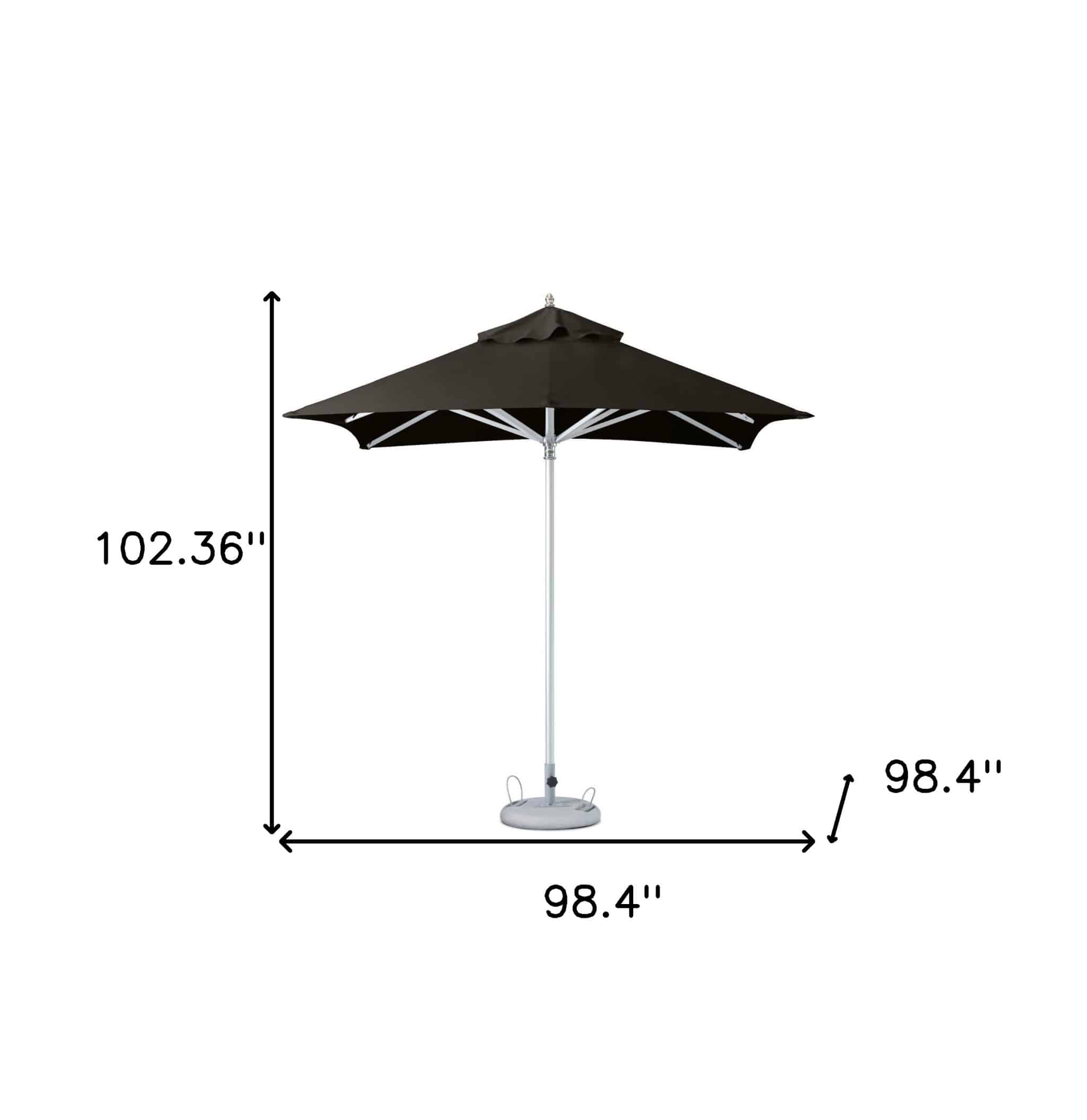 8' Black Polyester Square Market Patio Umbrella - Image 5