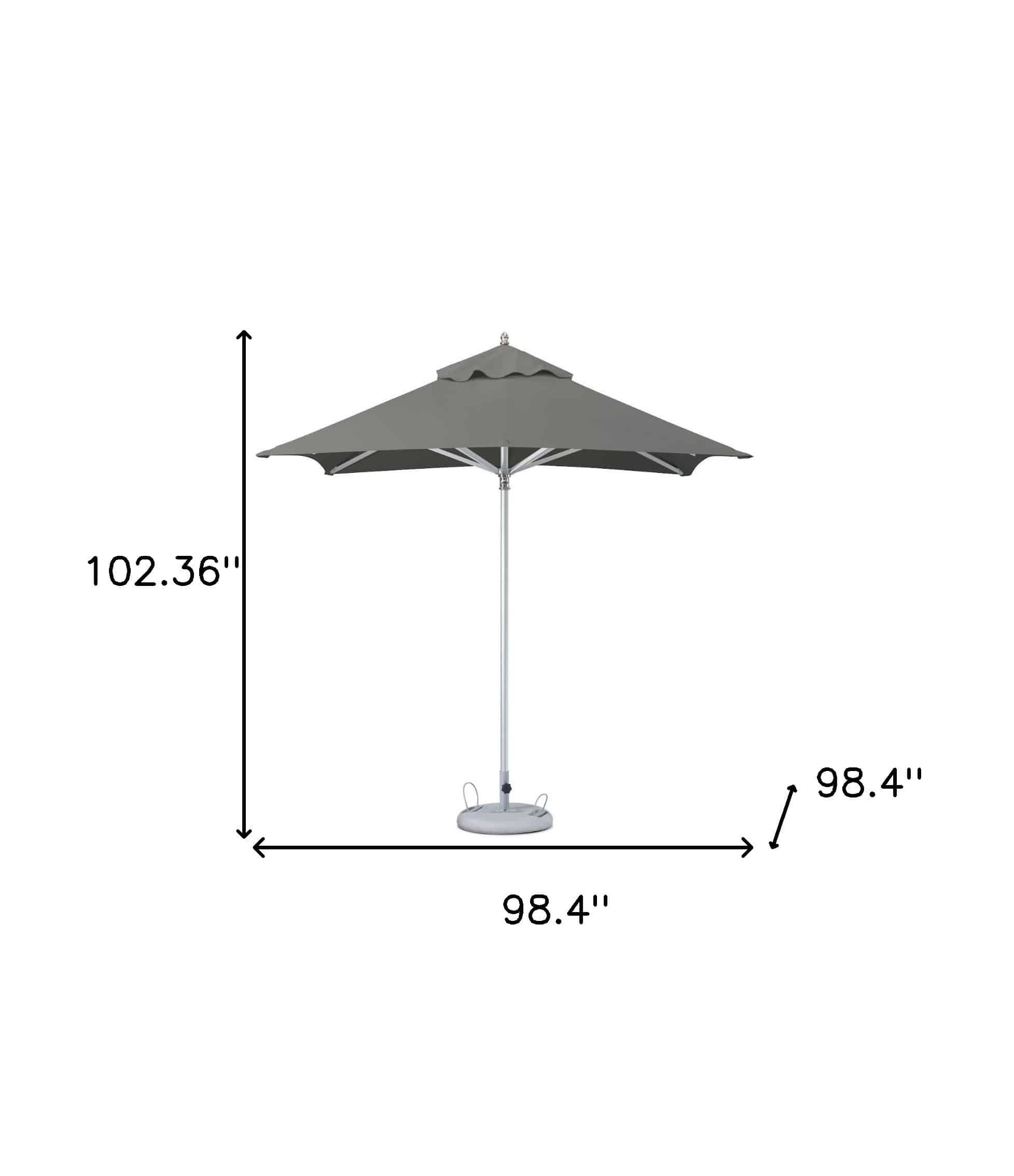8' Charcoal Polyester Square Market Patio Umbrella - Image 4
