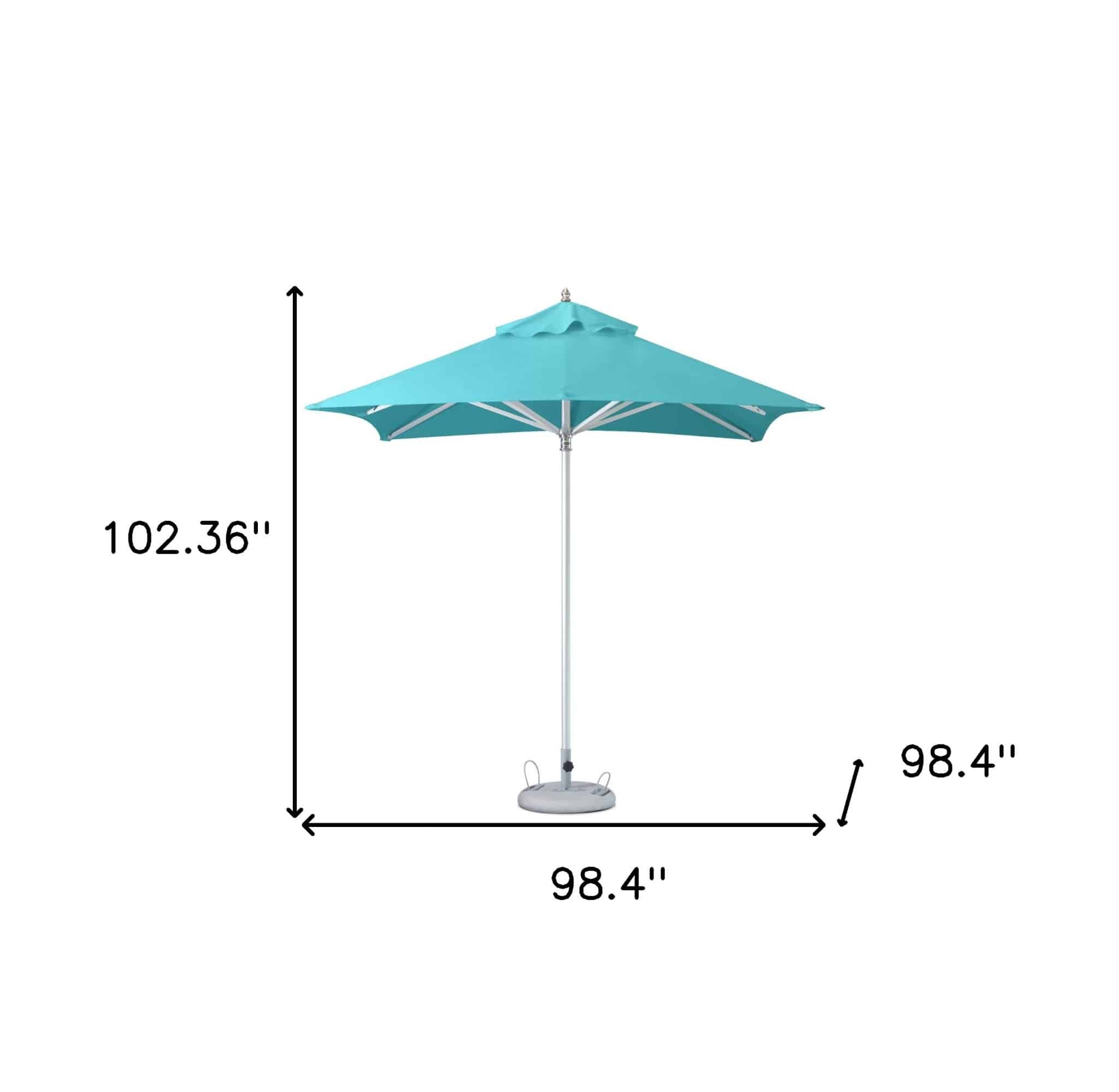8' Aqua Polyester Square Market Patio Umbrella - Image 4