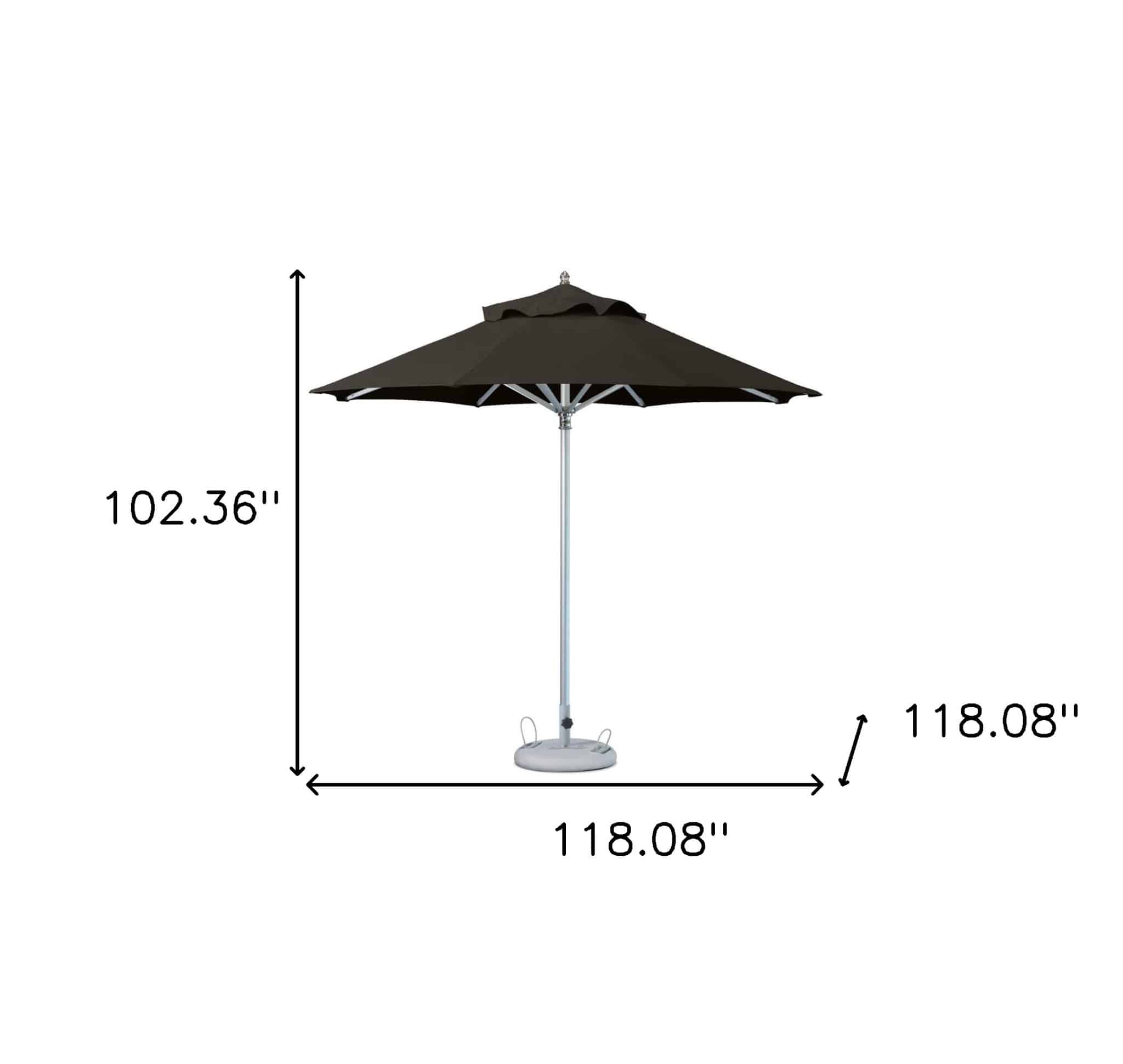 10' Black Polyester Round Market Patio Umbrella - Image 4