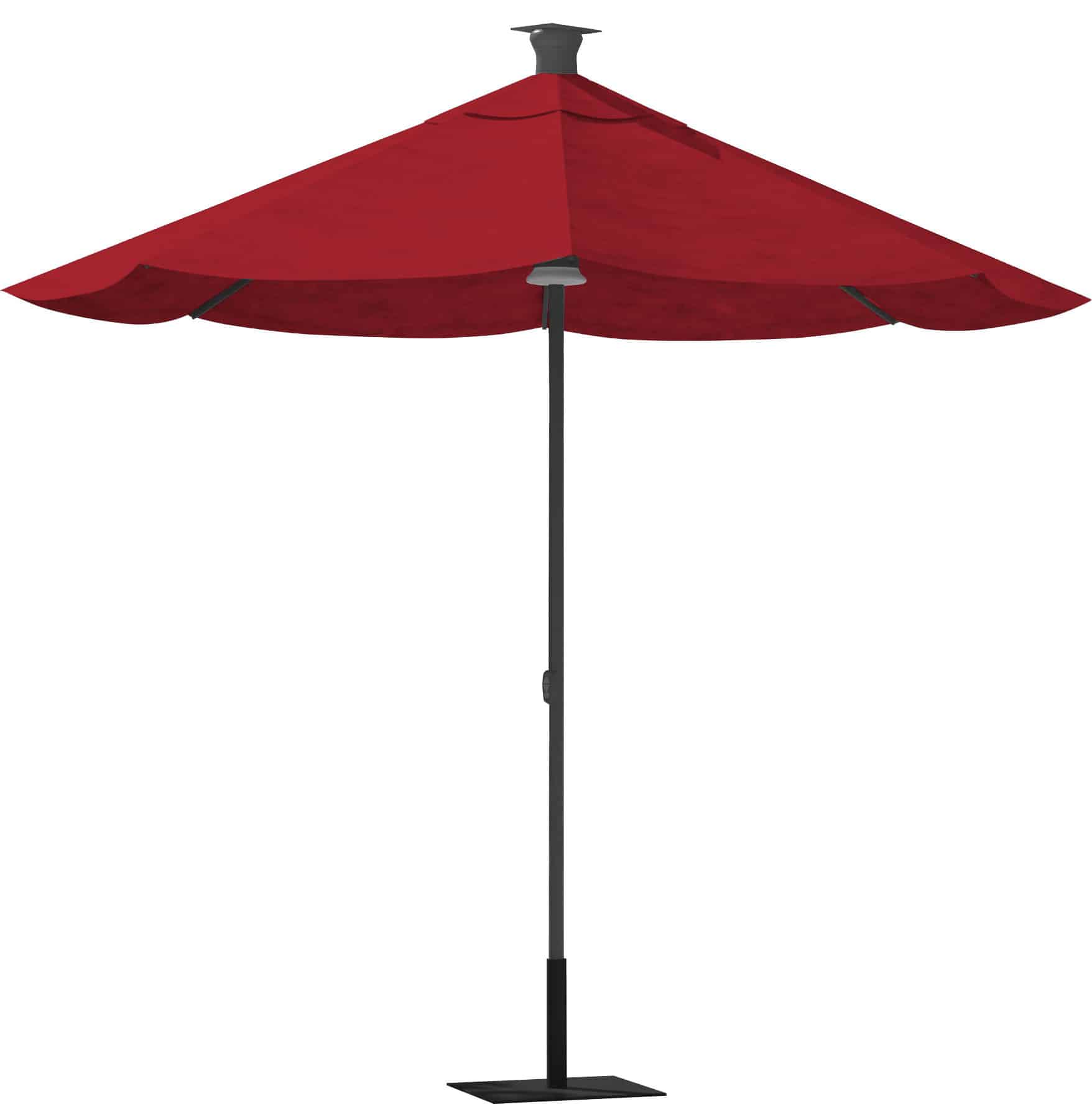 9' Red Sunbrella Octagonal Lighted Market Patio Umbrella with USB and Solar Power - Image 2