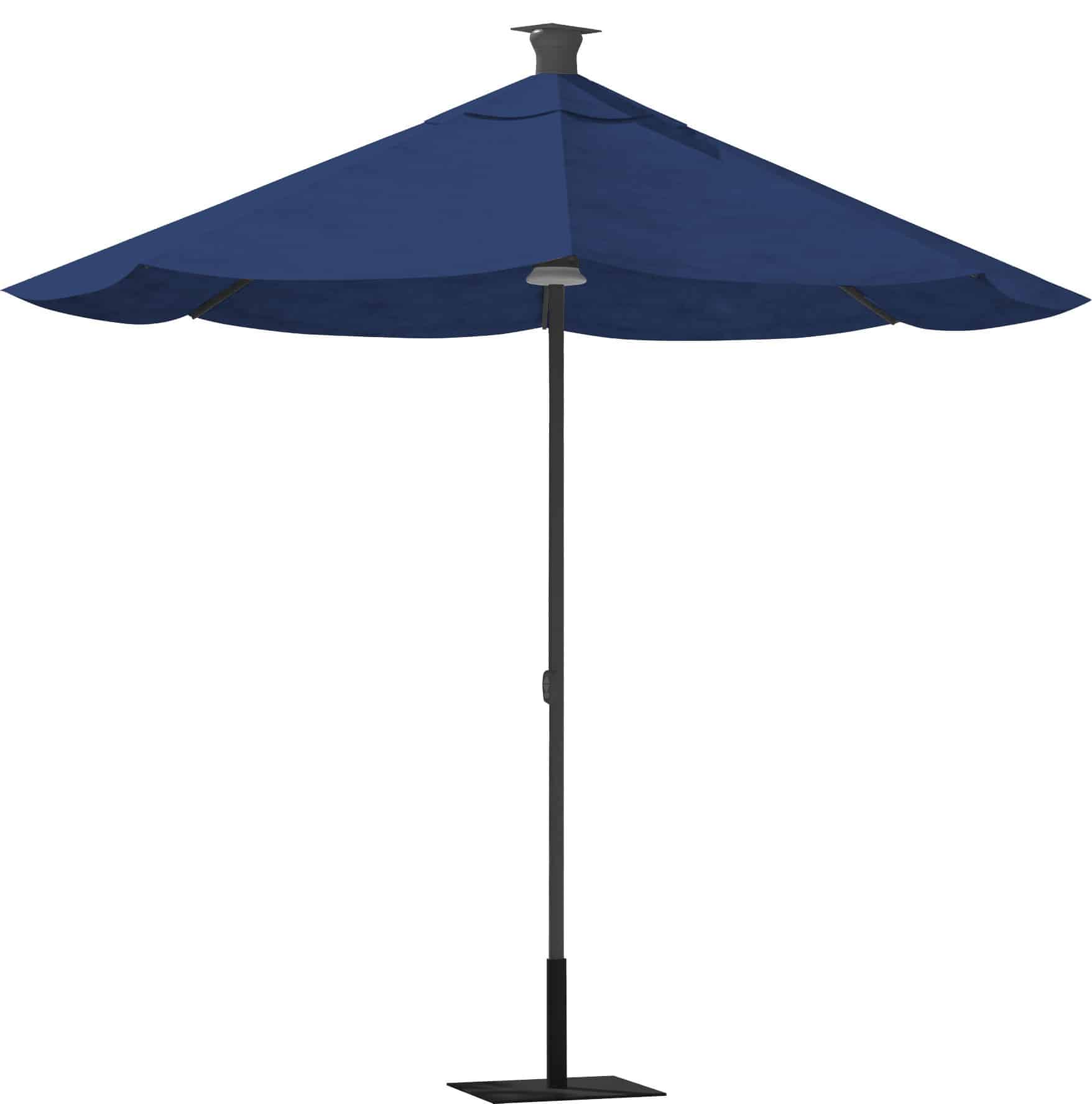 9' Blue Sunbrella Octagonal Lighted Market Patio Umbrella with USB and Solar - Image 3