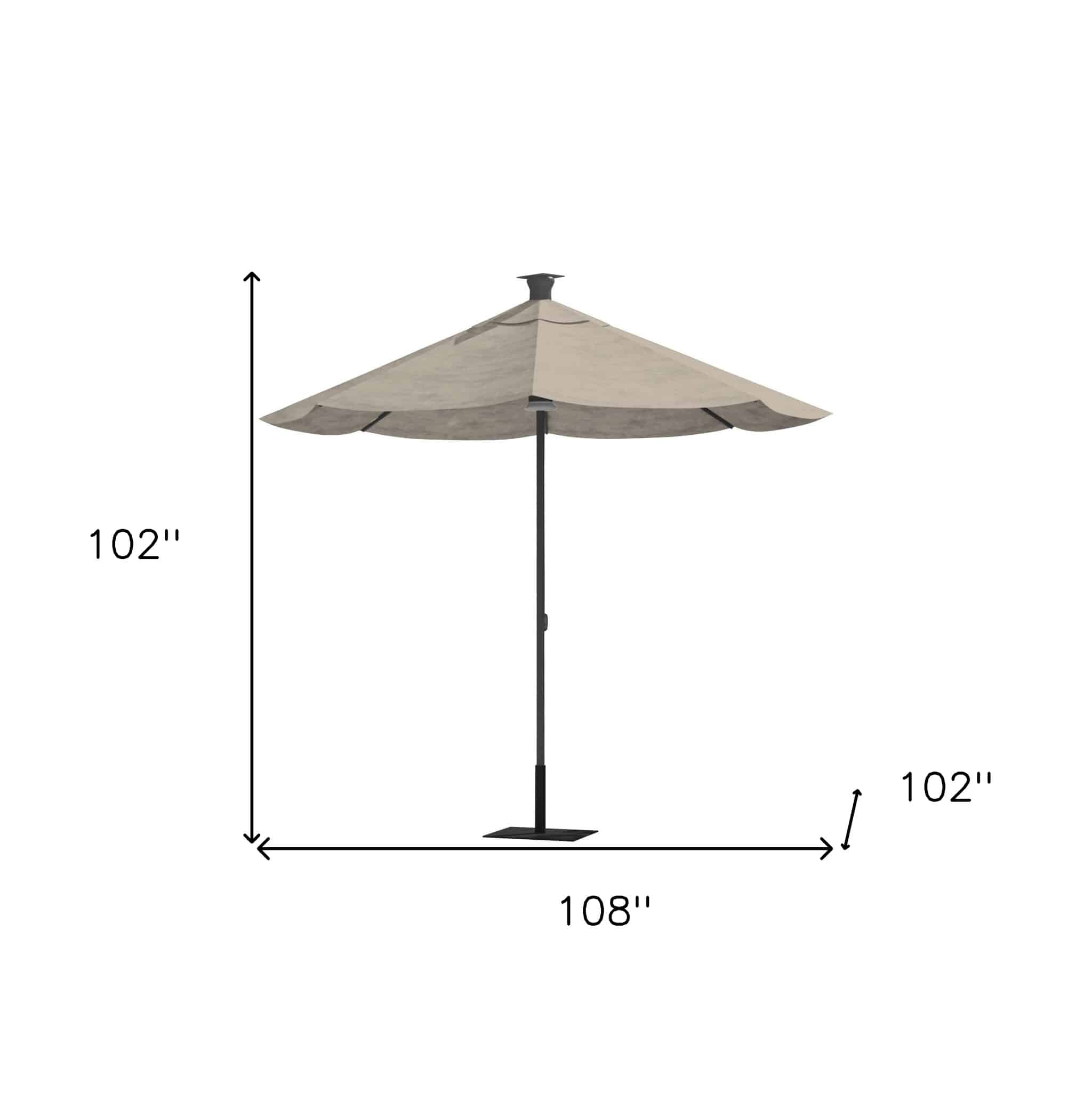 9' Gray Sunbrella Octagonal Lighted Market Patio Umbrella with USB and Solar - Image 4