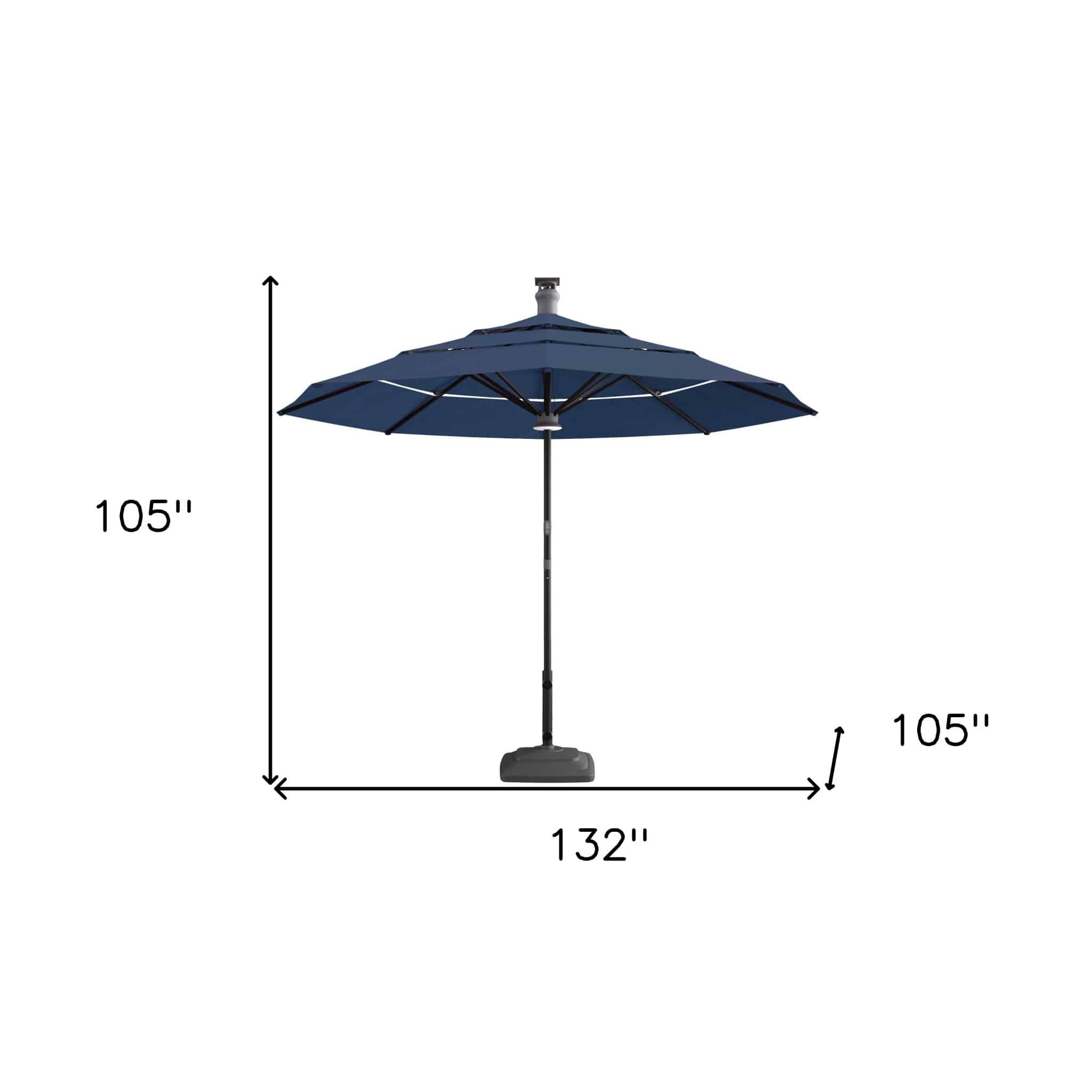 11' Blue Sunbrella Octagonal Lighted Smart Market Patio Umbrella - Image 4