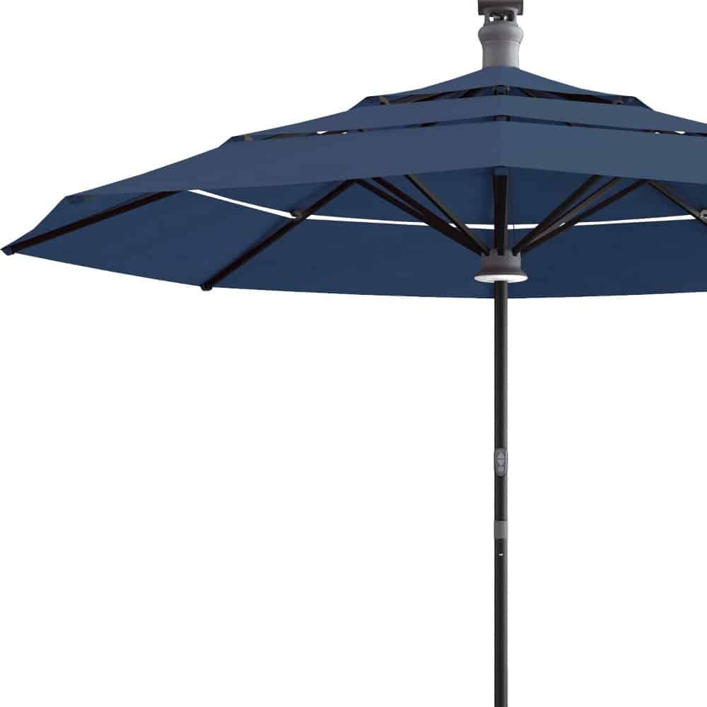 11' Blue Sunbrella Octagonal Lighted Smart Market Patio Umbrella - Image 2